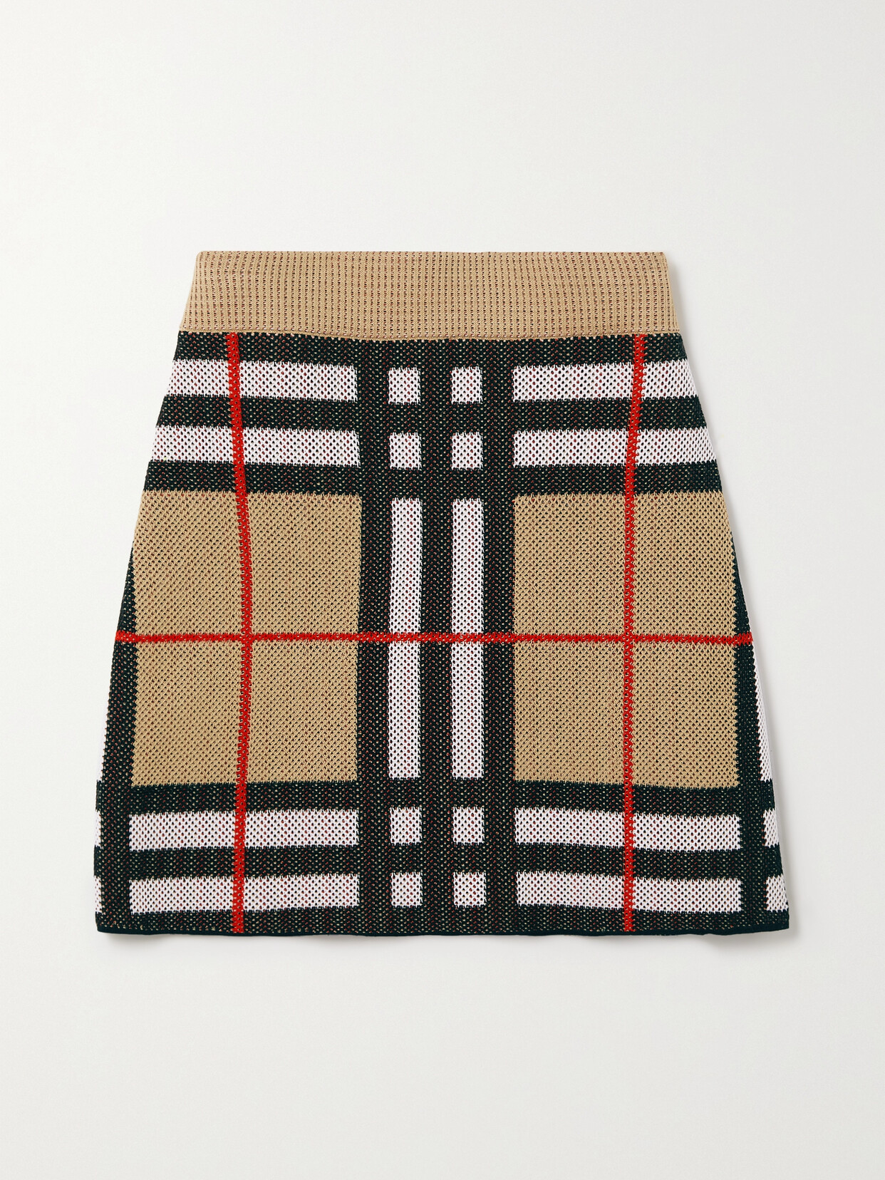 Burberry Checked Knitted Mini Skirt In Brown