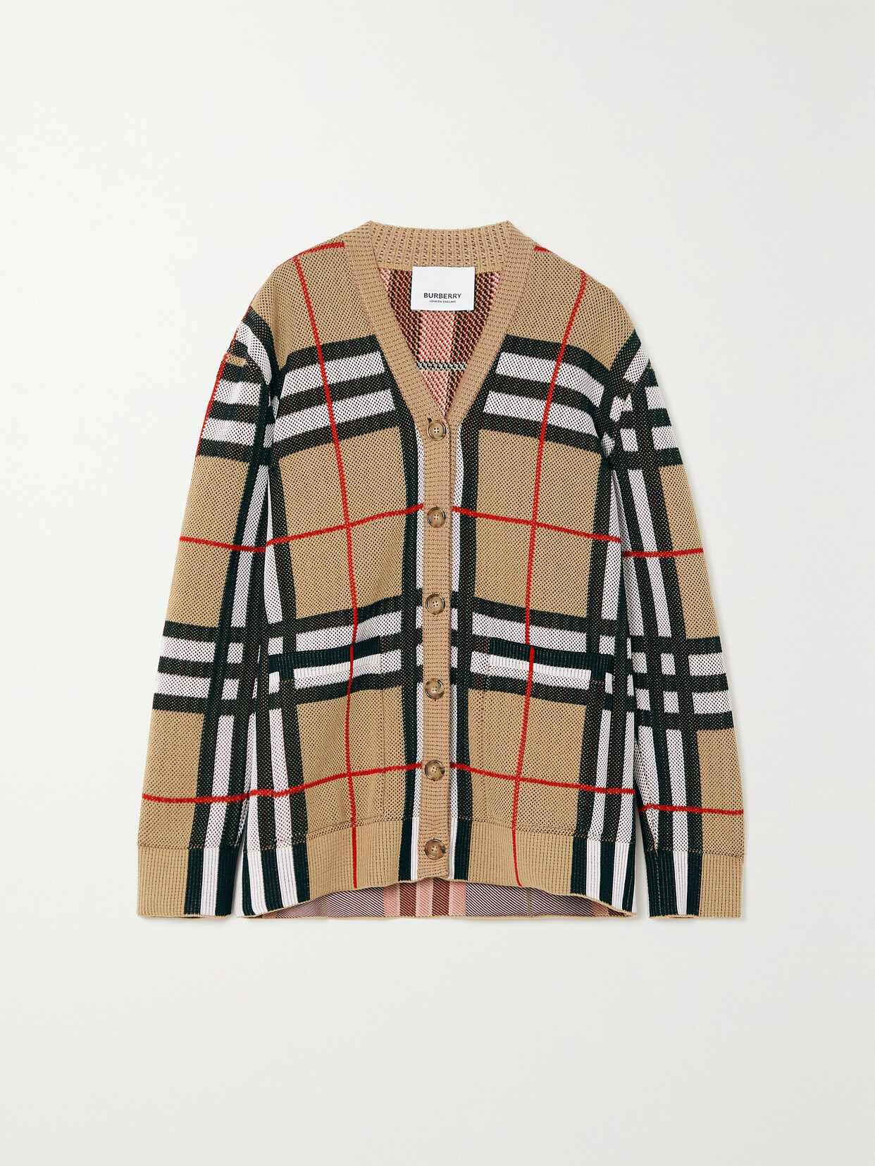 Burberry Checked Knitted Cardigan In Brown