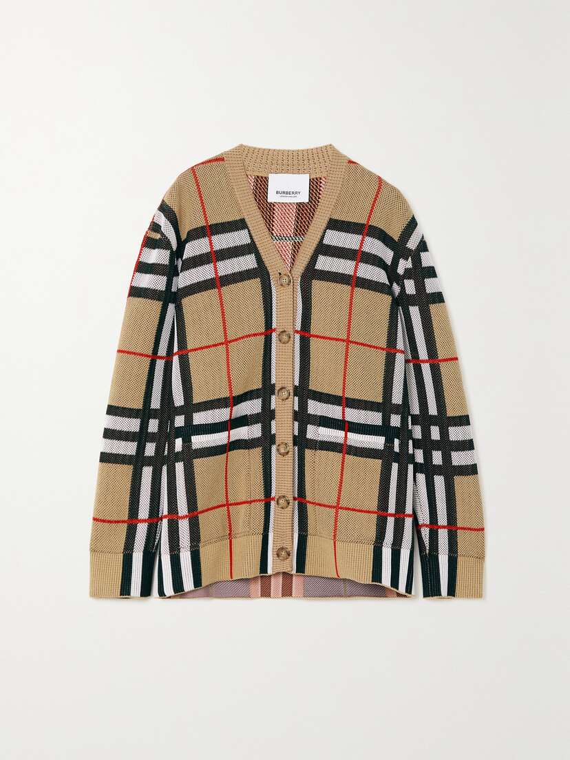 Burberry Checked Knitted Cardigan -  - x large