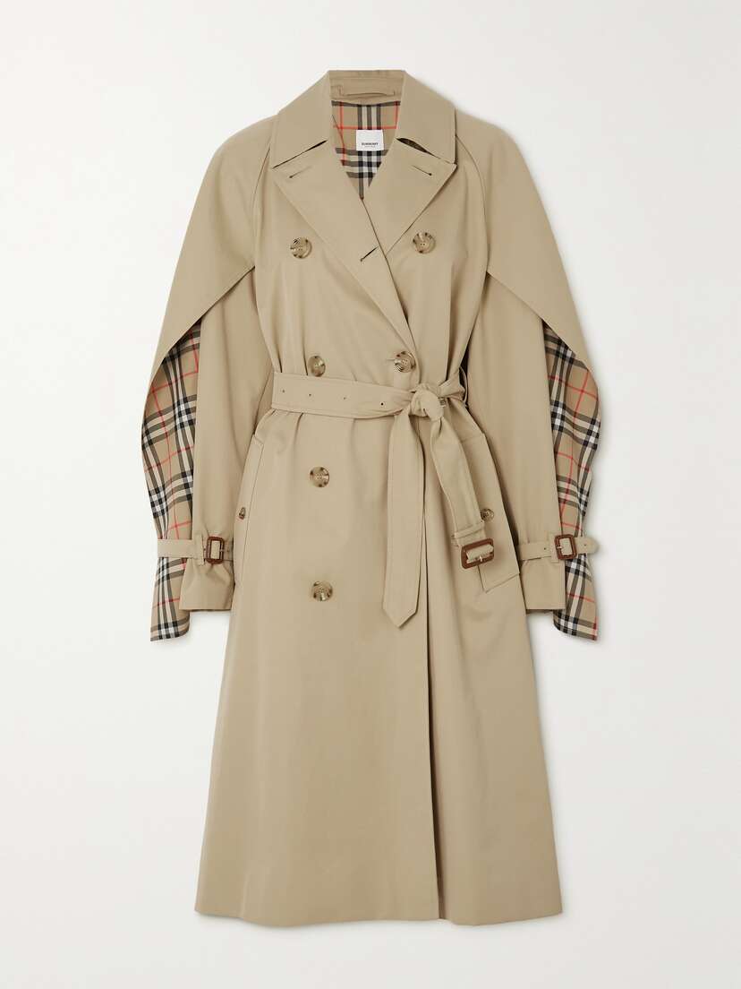 Burberry Belted Layered Double-breasted Cotton-gabardine Trench Coat -  - UK 16