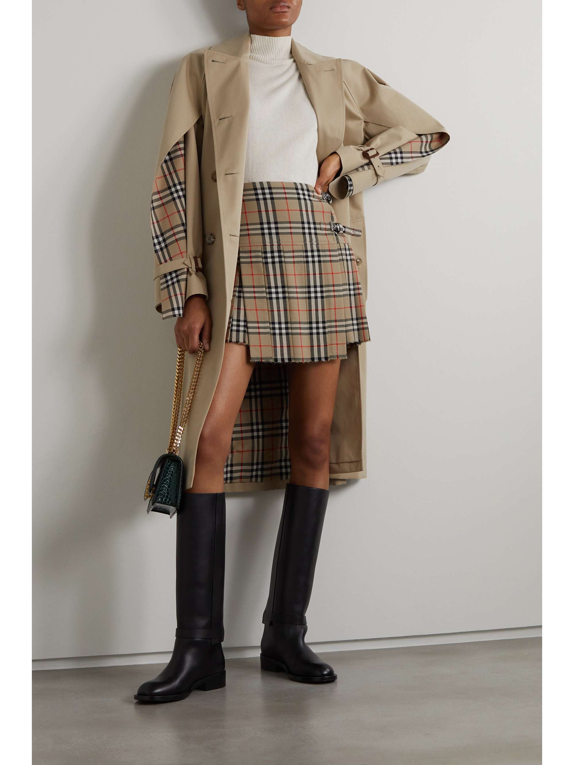 Burberry Sandridge Check Panel Trench Coat