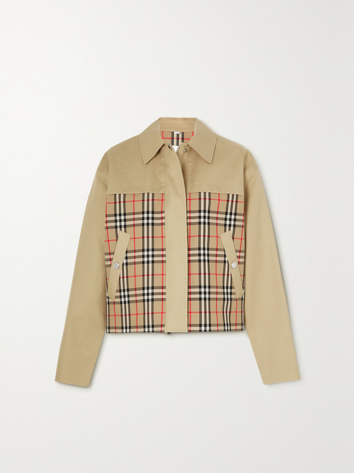 Burberry Paneled Checked Cotton-gabardine Jacket In Neutrals