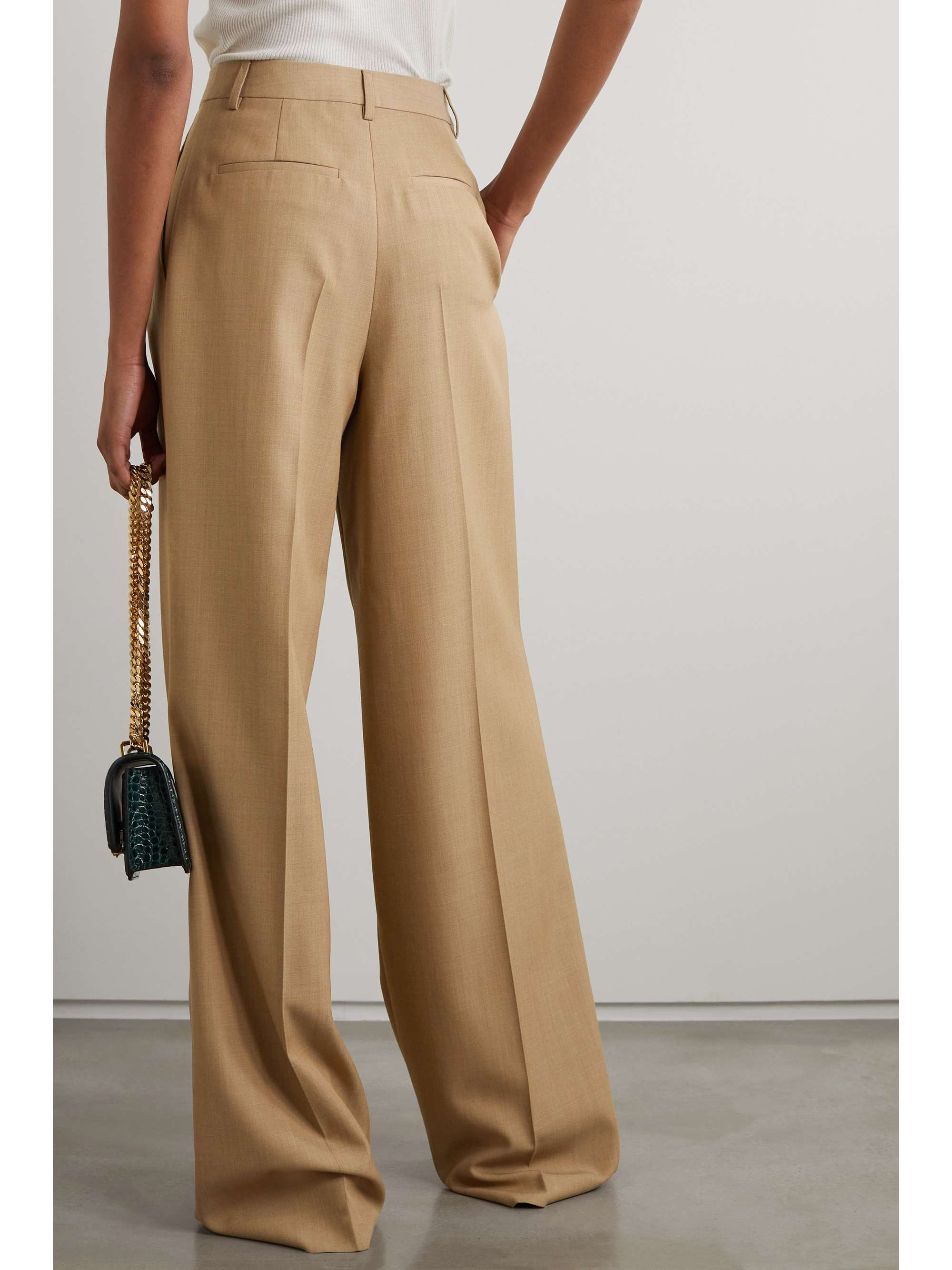 BURBERRY Pleated wool-blend straight-leg pants