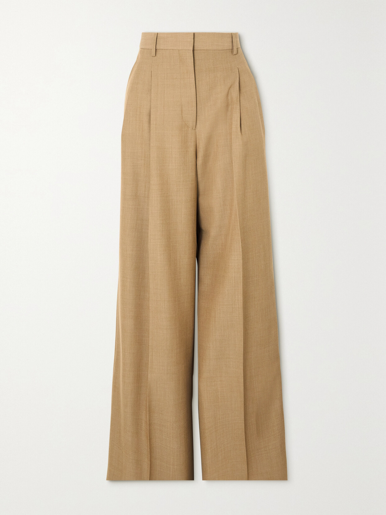 Burberry Pleated Wool-blend Straight-leg Pants In Neutrals