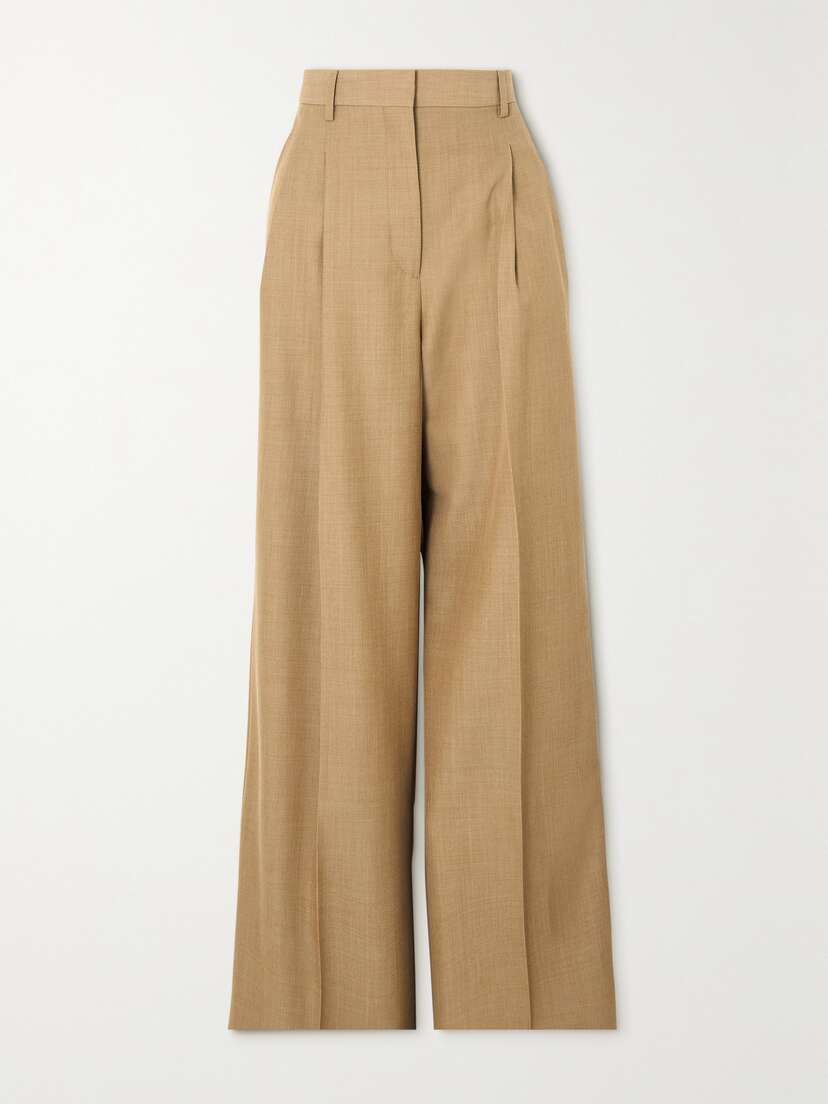 Burberry Pleated Wool-blend Straight-leg Pants - UK 2