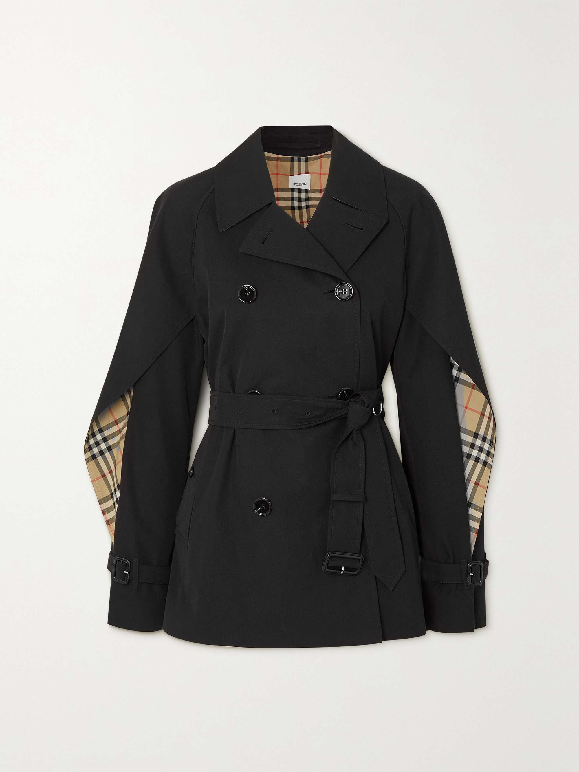 BURBERRY Cotness belted double-breasted layered cotton-gabardine trench ...