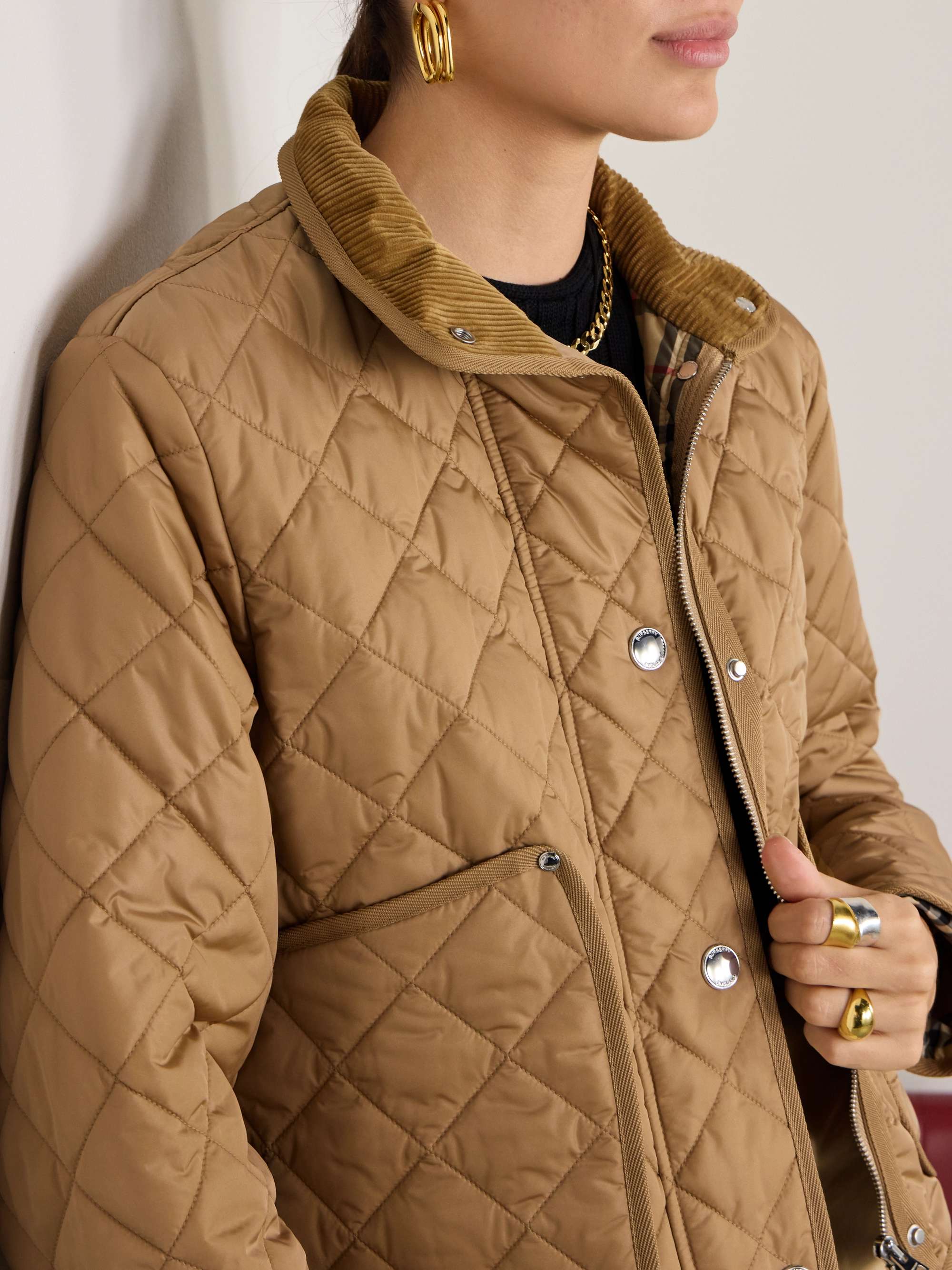 BURBERRY Hooded corduroy-trimmed quilted shell jacket | NET-A-PORTER