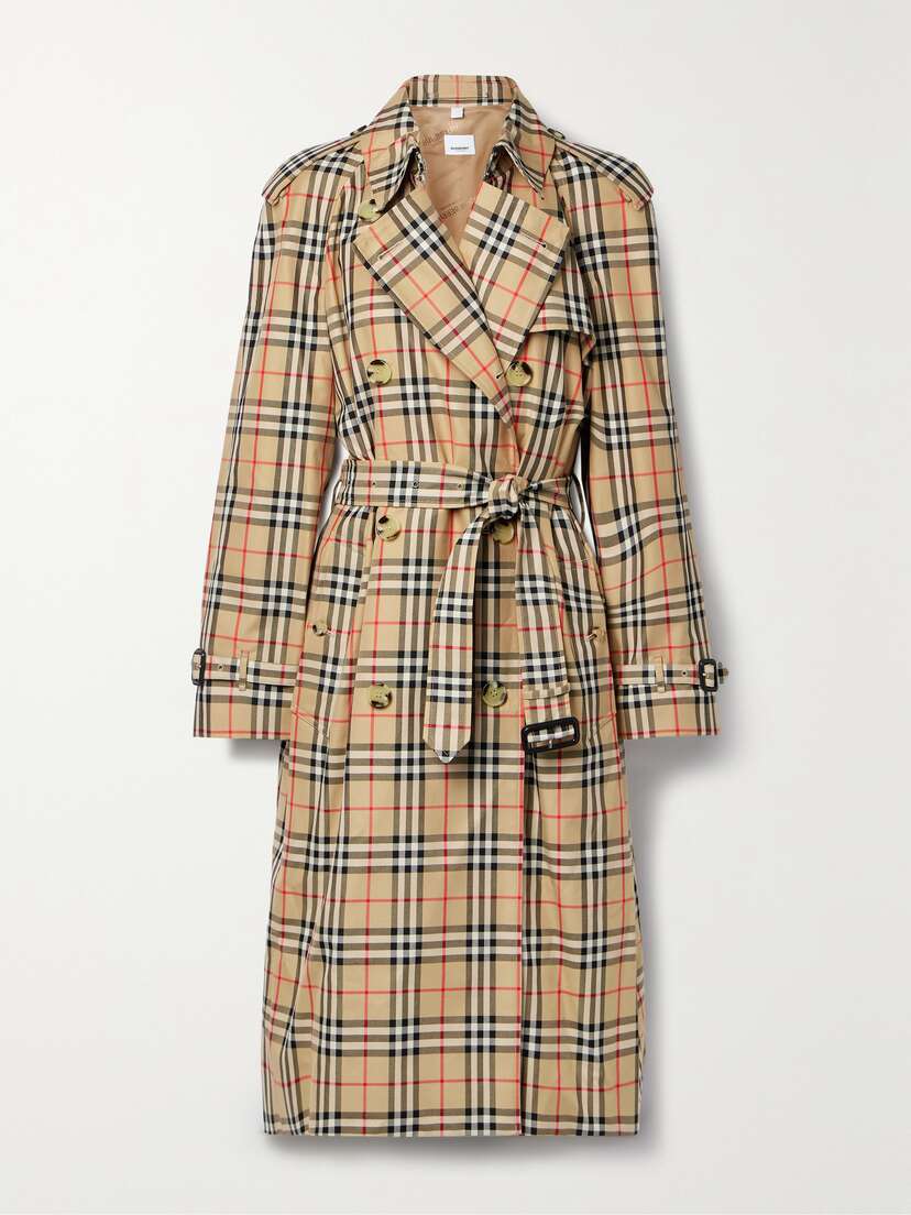 Burberry Harehope Double-breasted Checked Cotton-gabardine Trench Coat -  - UK 14