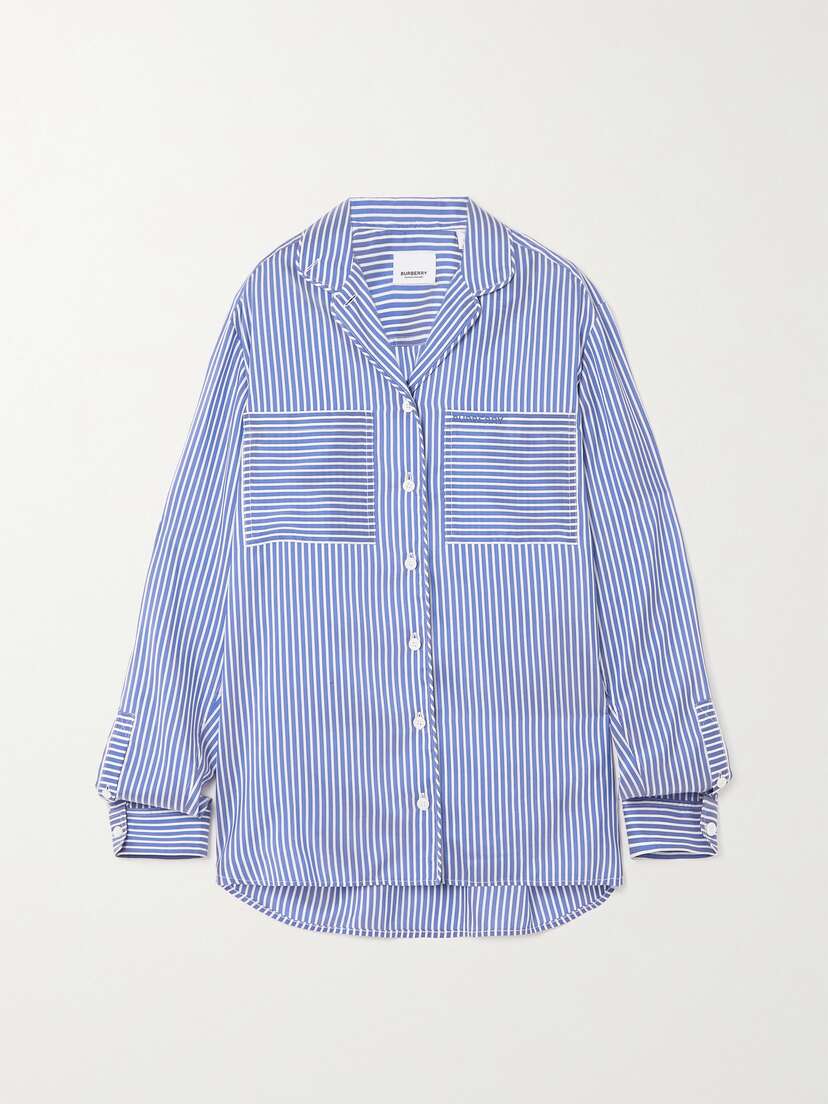 Burberry Embroidered Striped Cotton Shirt -  - UK 12