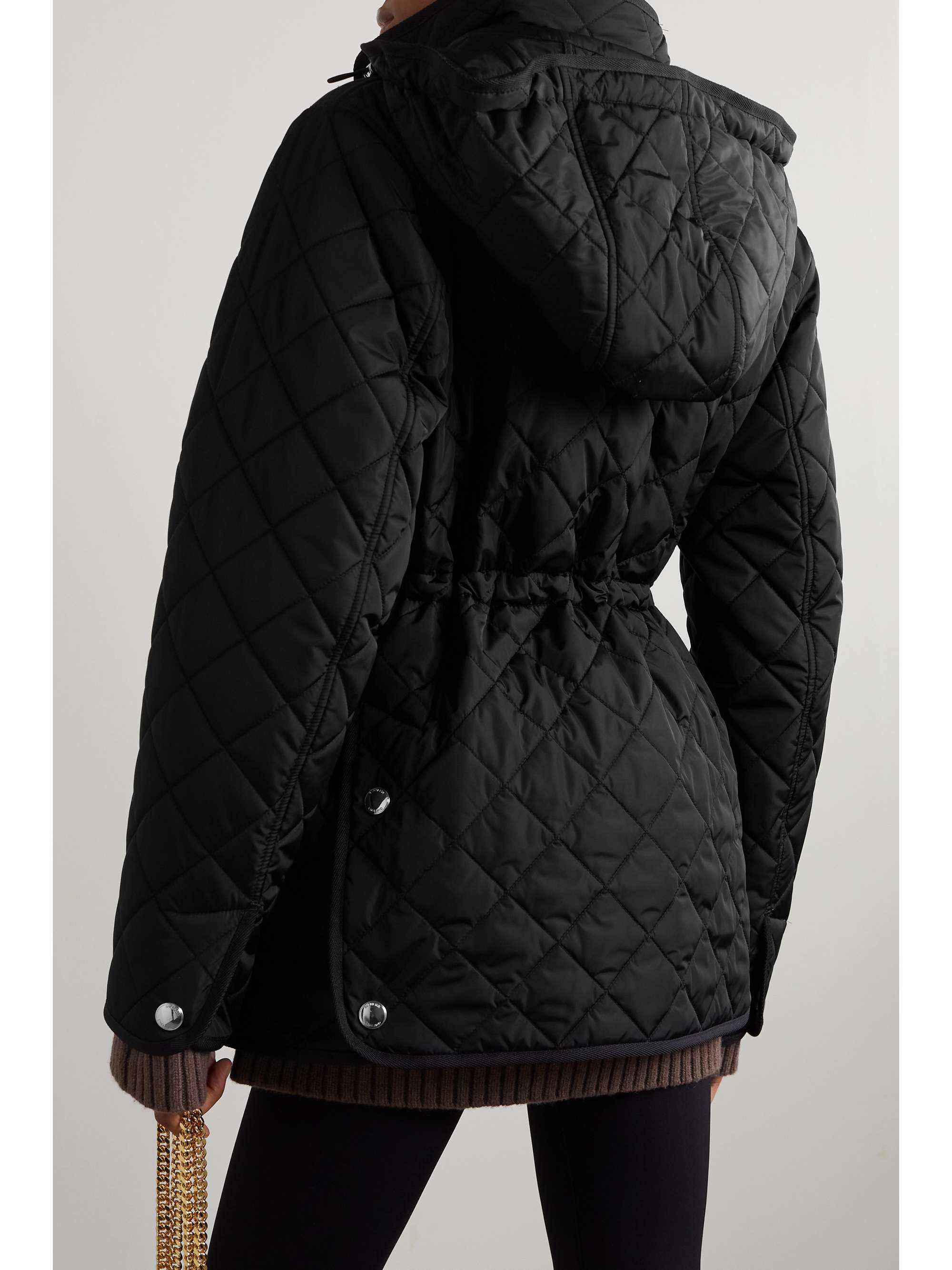 BURBERRY Hooded velvet-trimmed quilted shell jacket