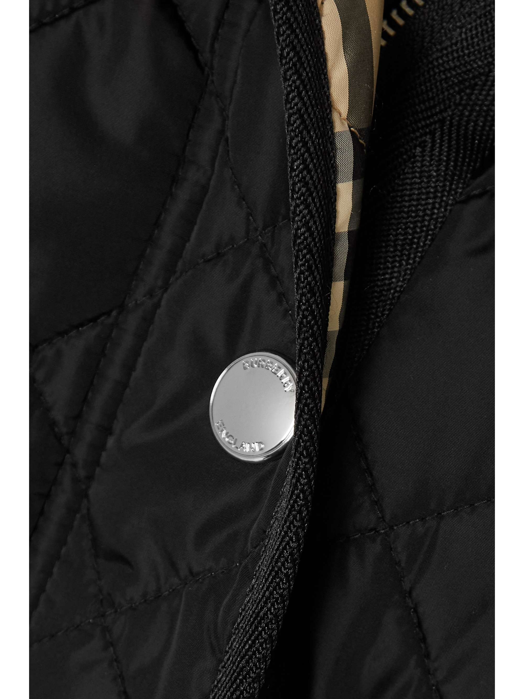 BURBERRY Hooded velvet-trimmed quilted shell jacket