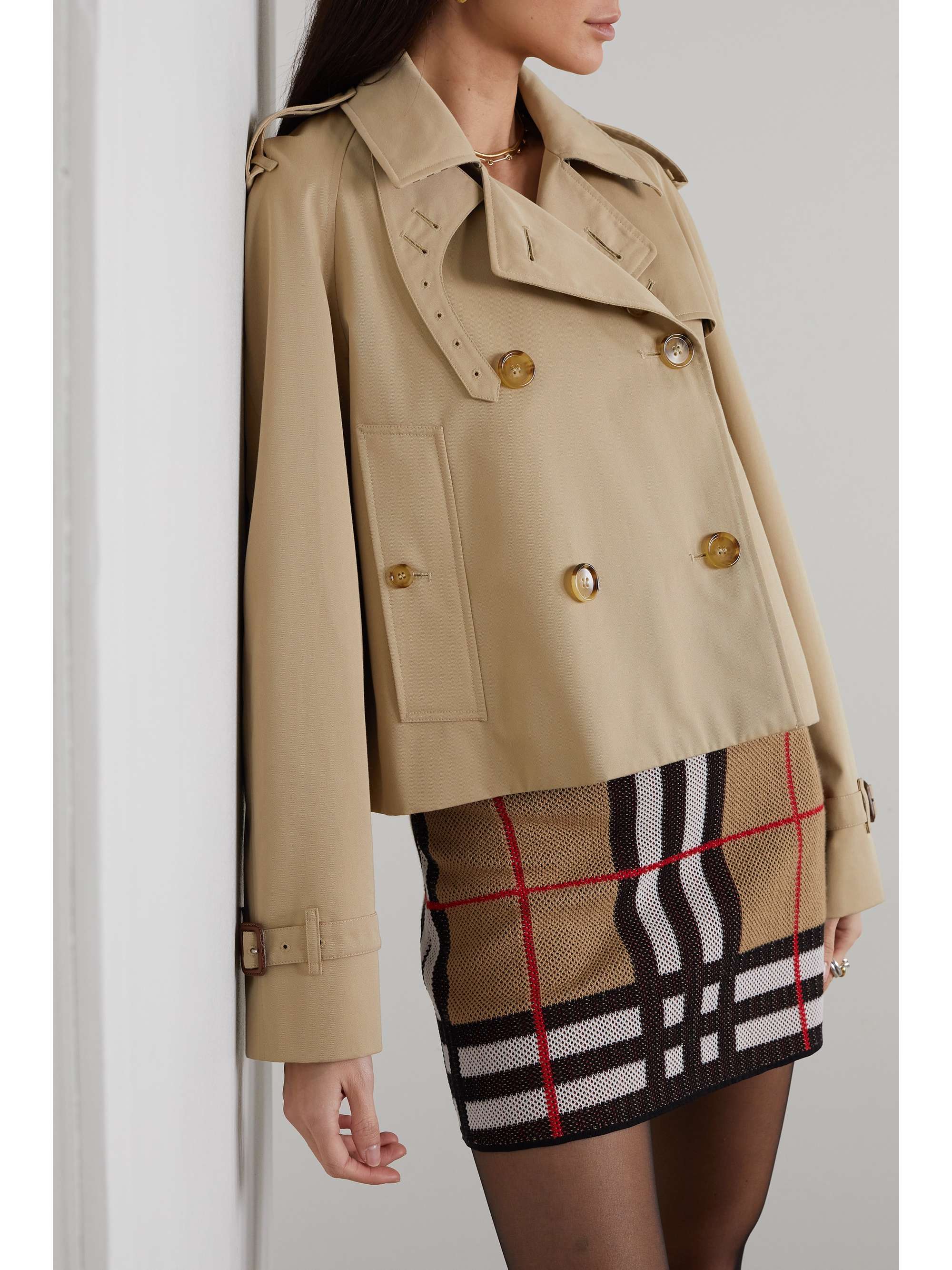 BURBERRY Cropped double-breasted cotton-gabardine jacket