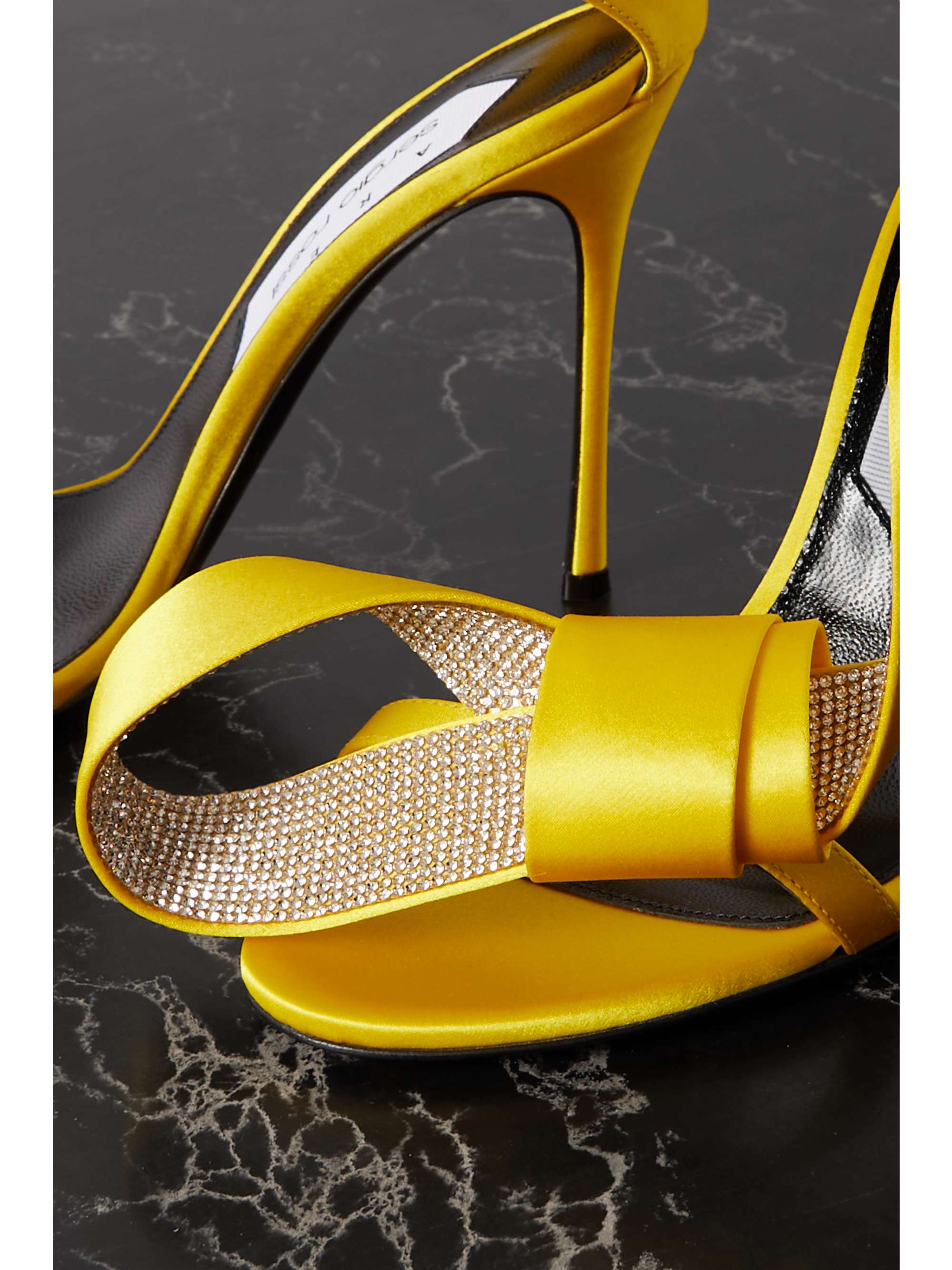Yellow satin sandals sale