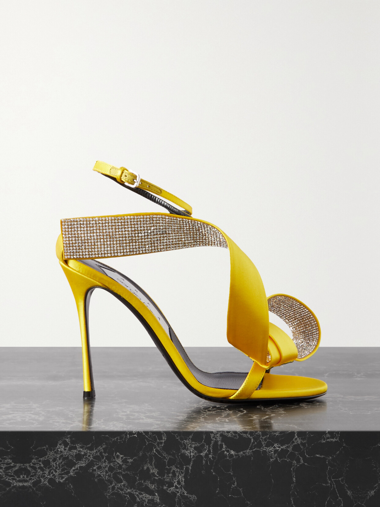 Sergio Rossi - + Area Marquise Crystal-embellished Satin Sandals - Yellow