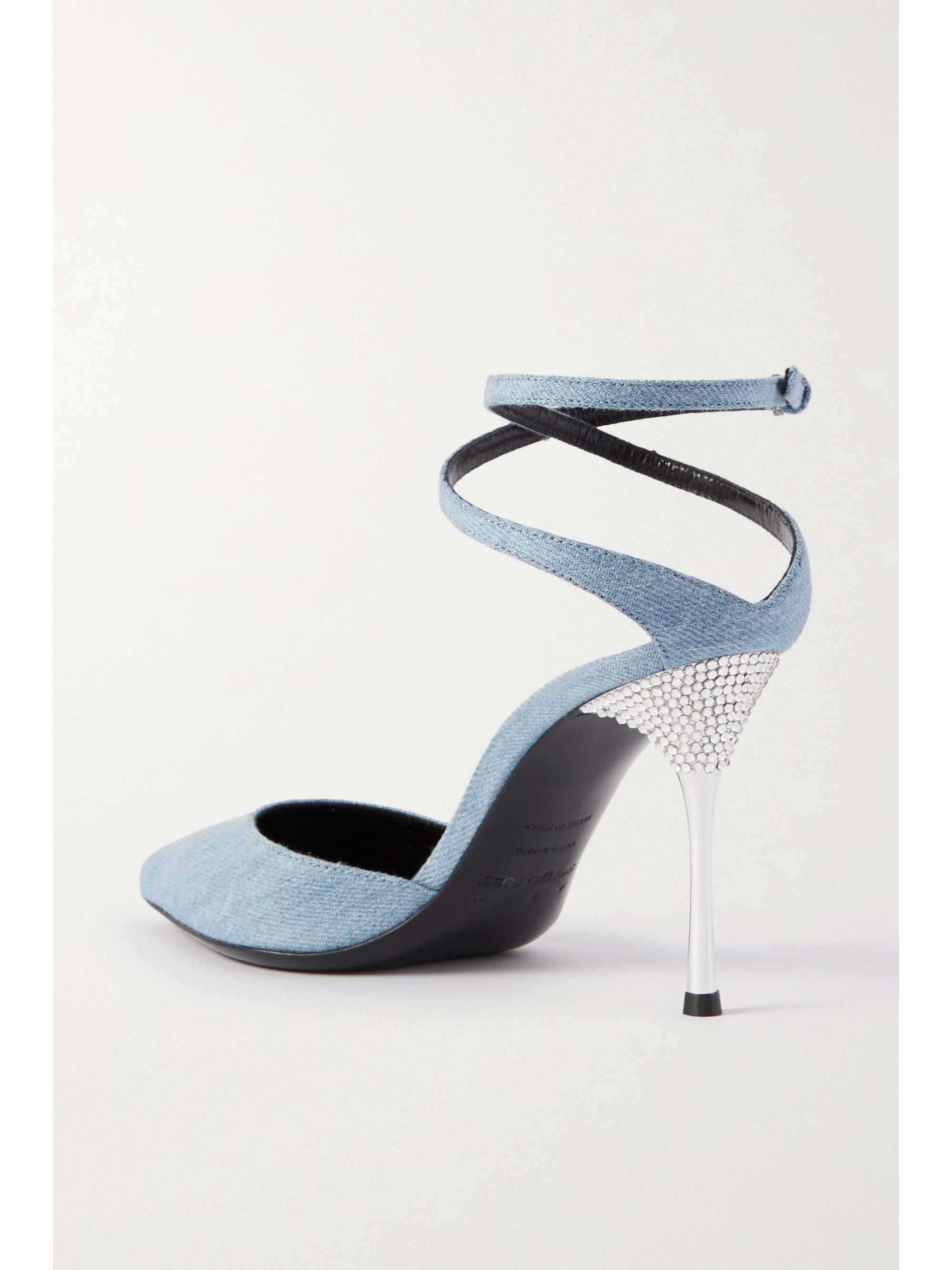 SERGIO ROSSI + AREA crystal-embellished denim pumps