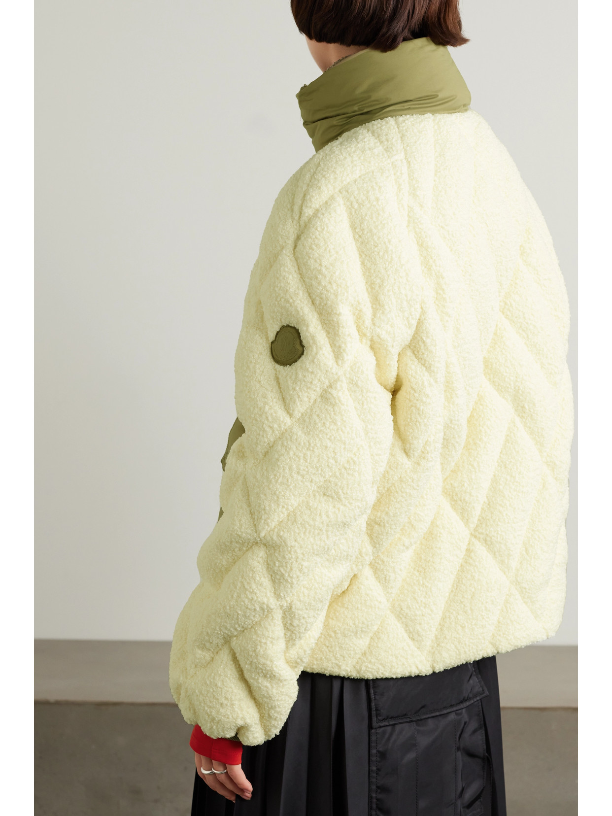 Shop Moncler Jonquille Shell-trimmed Quilted Fleece Down Jacket In Off-white