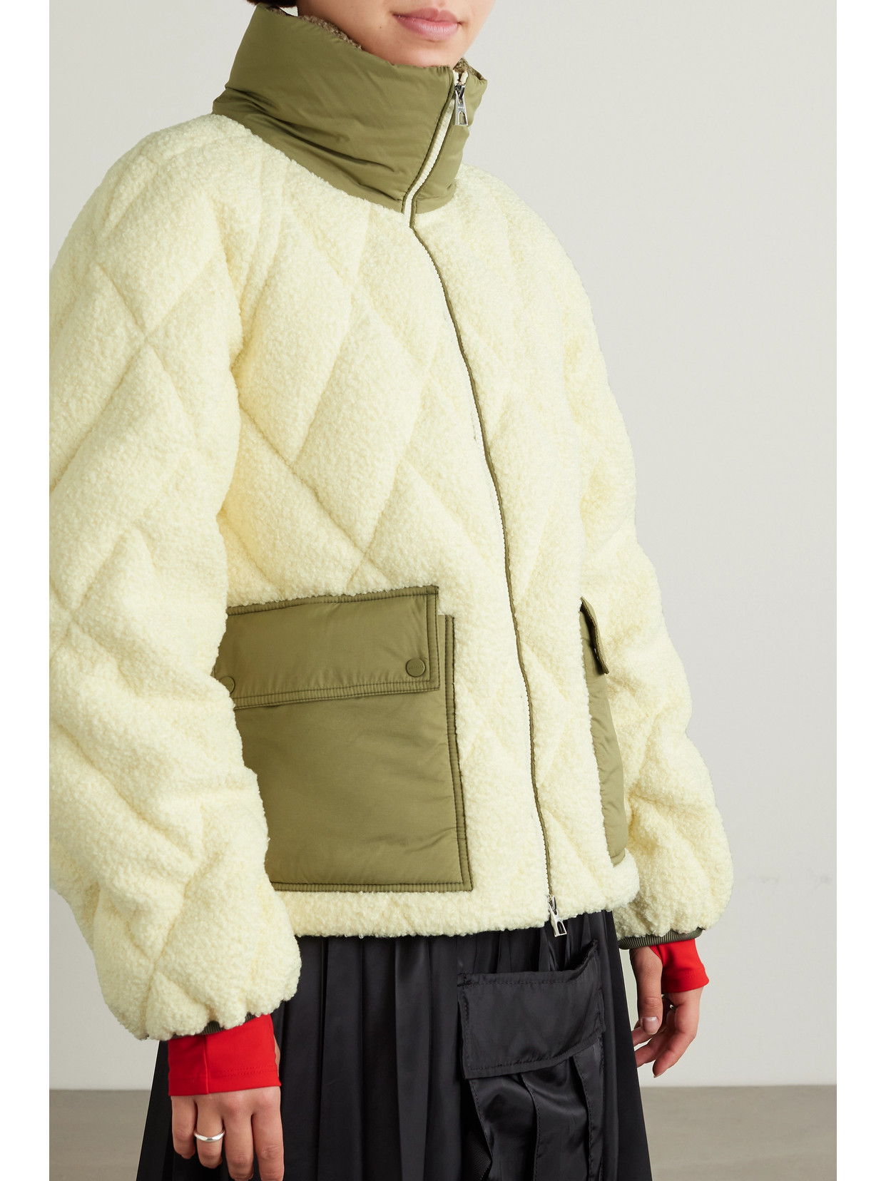 Moncler Jonquille Quilted Sherpa Jacket In Off-white