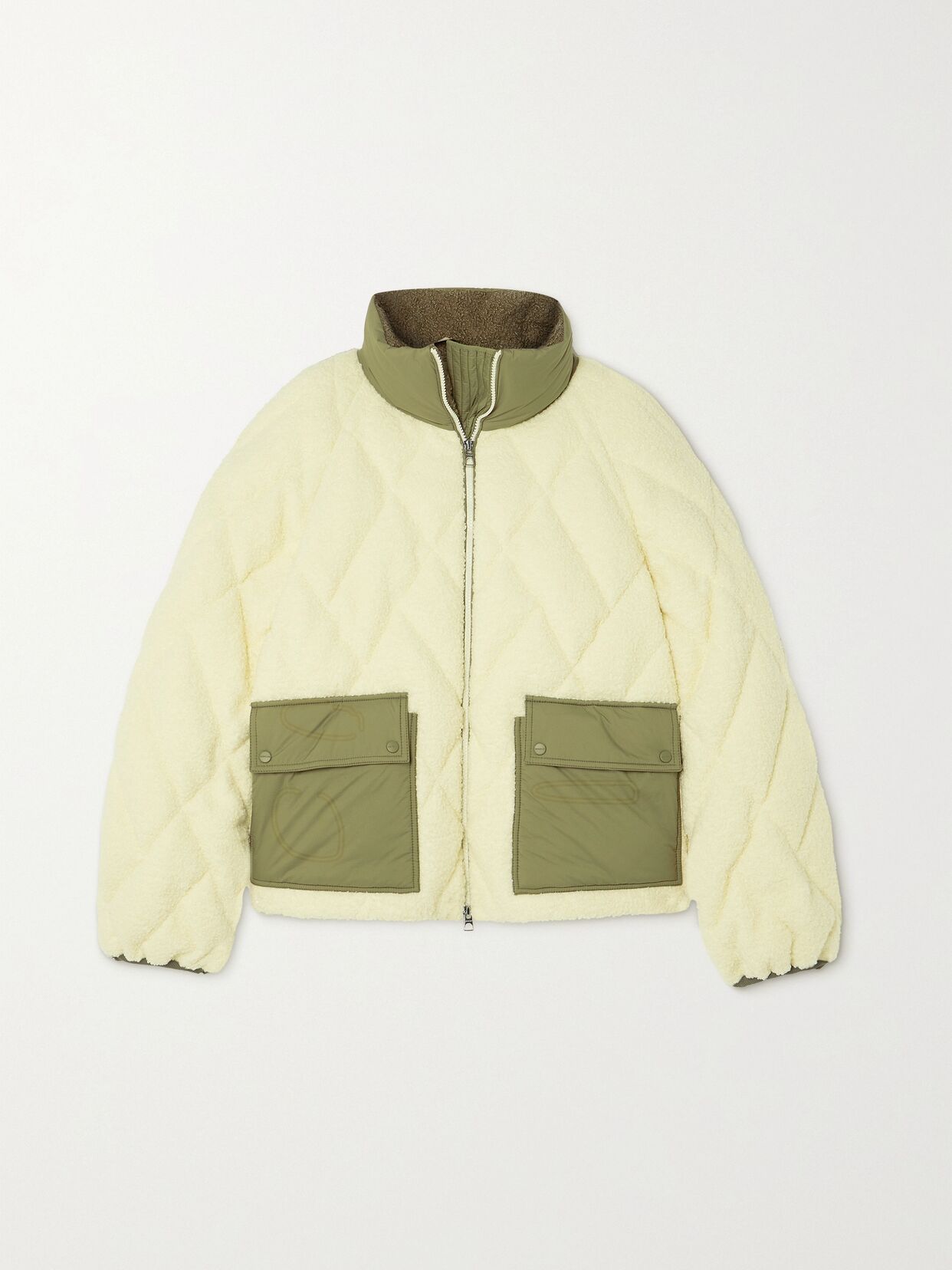 Jonquille shell-trimmed quilted fleece down jacket
