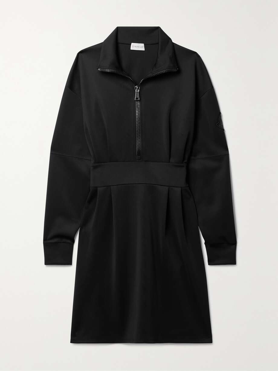 pleated ponte mini dress