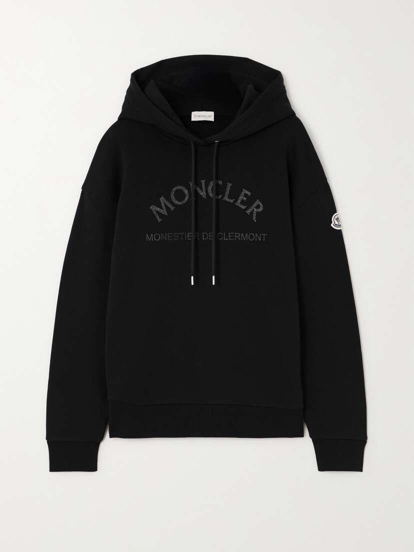 Moncler Oversized Glittered Cotton-jersey Hoodie - xx large
