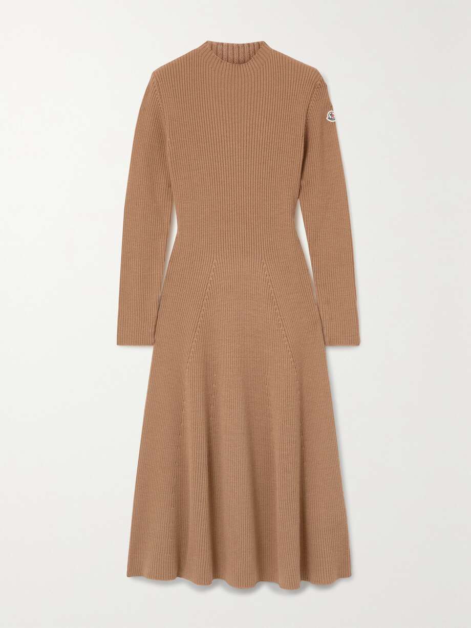 ribbed wool-blend midi dress