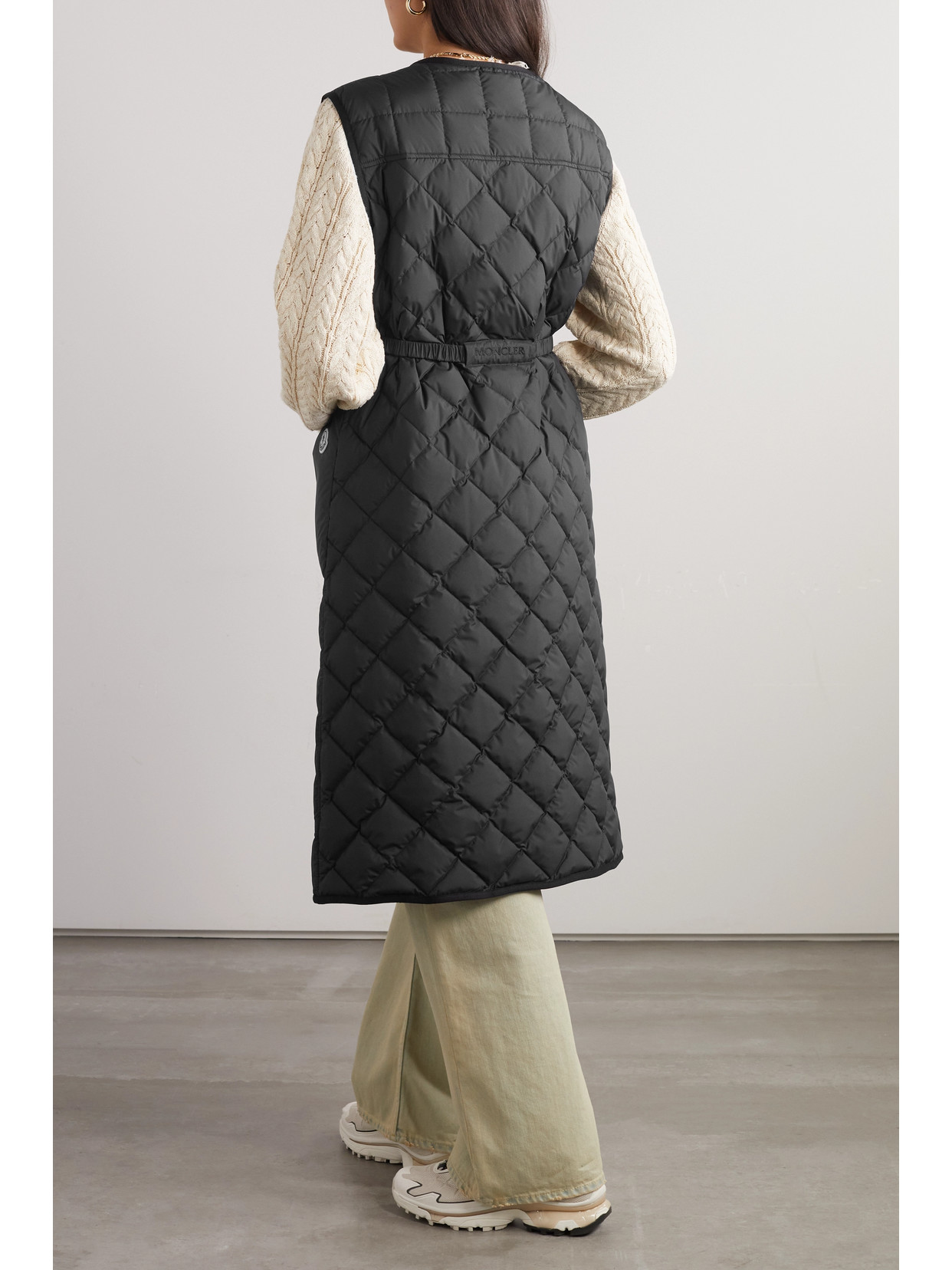 Shop Moncler Butor Appliquéd Belted Quilted Shell Down Gilet In Black