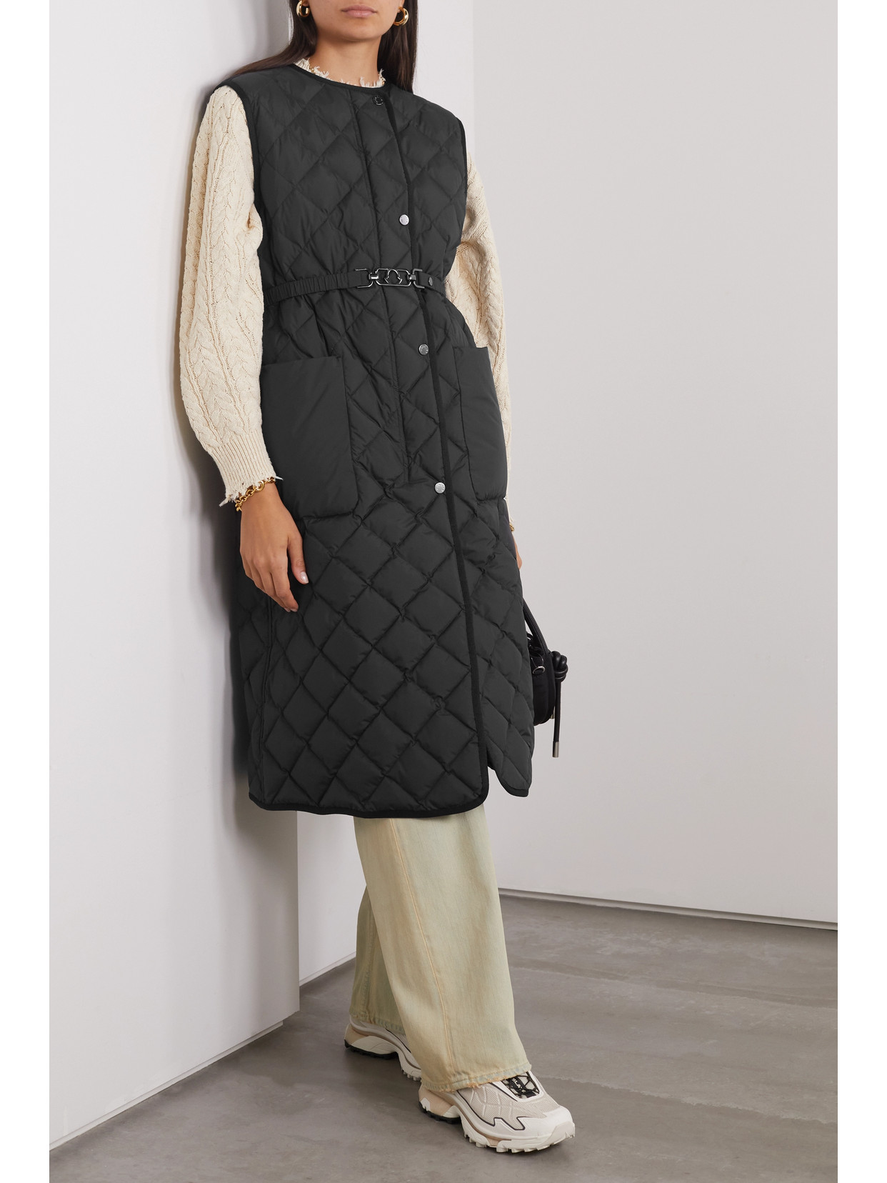 Shop Moncler Butor Appliquéd Belted Quilted Shell Down Gilet In Black