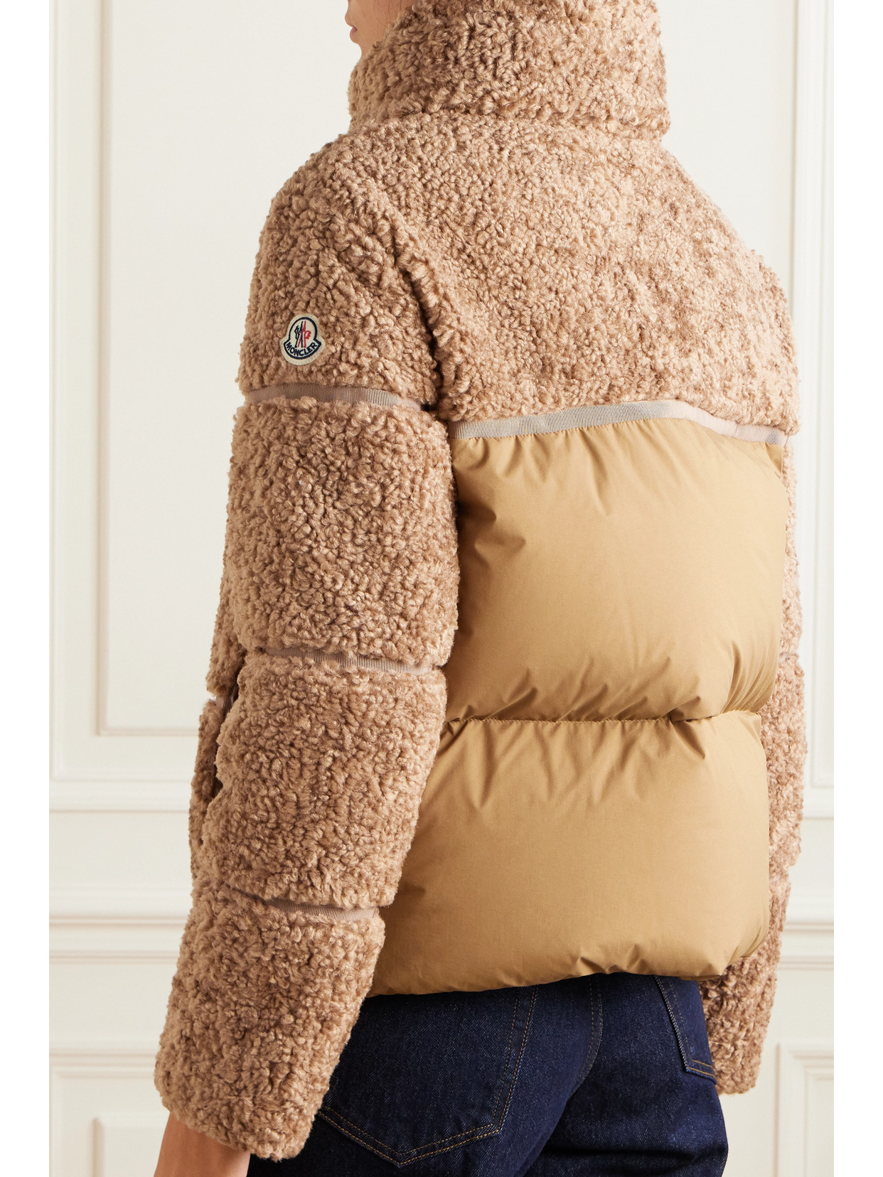 Shop Moncler Segura Quilted Fleece And Shell Down Jacket In Brown