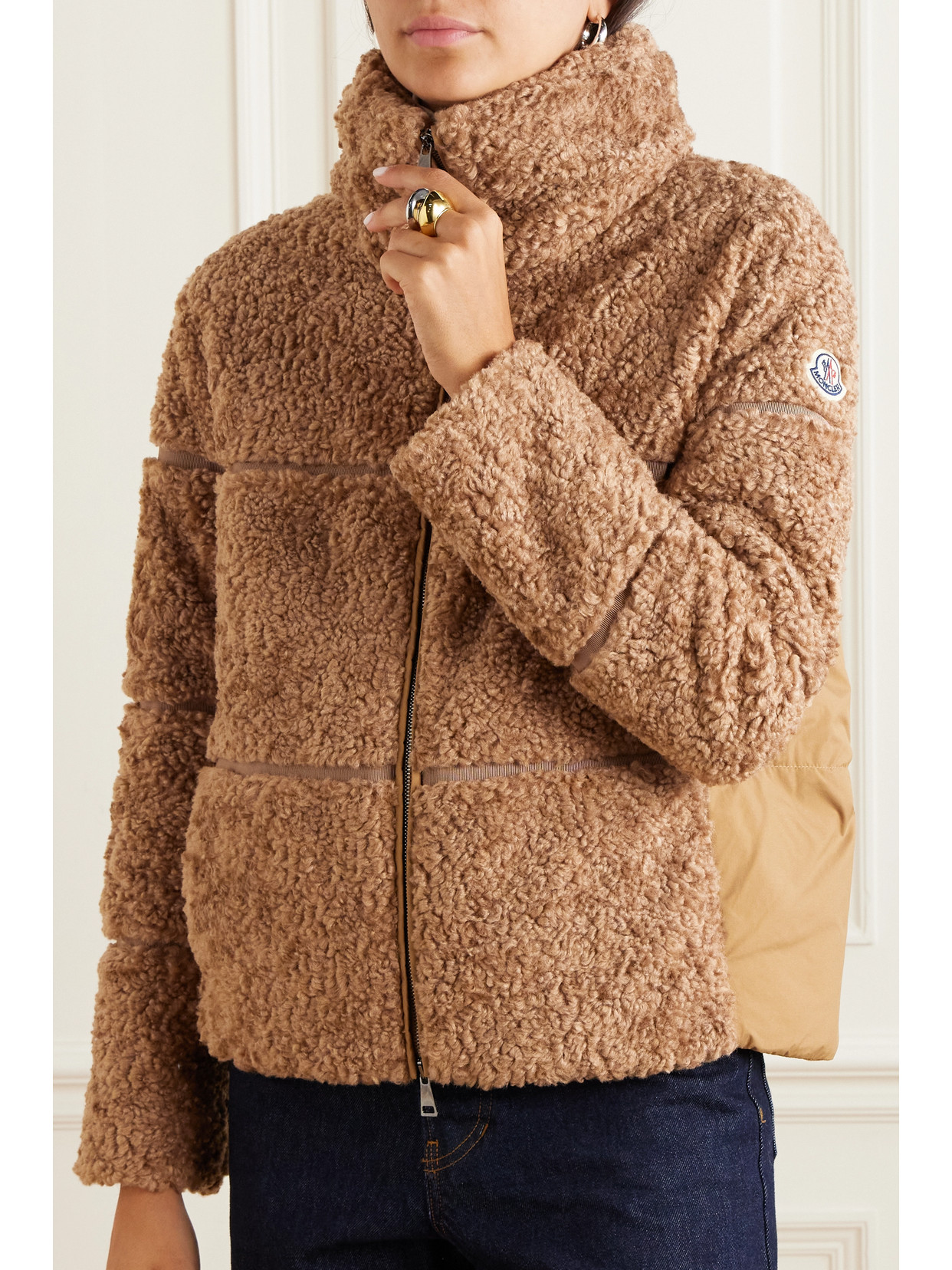 Shop Moncler Segura Quilted Fleece And Shell Down Jacket In Brown