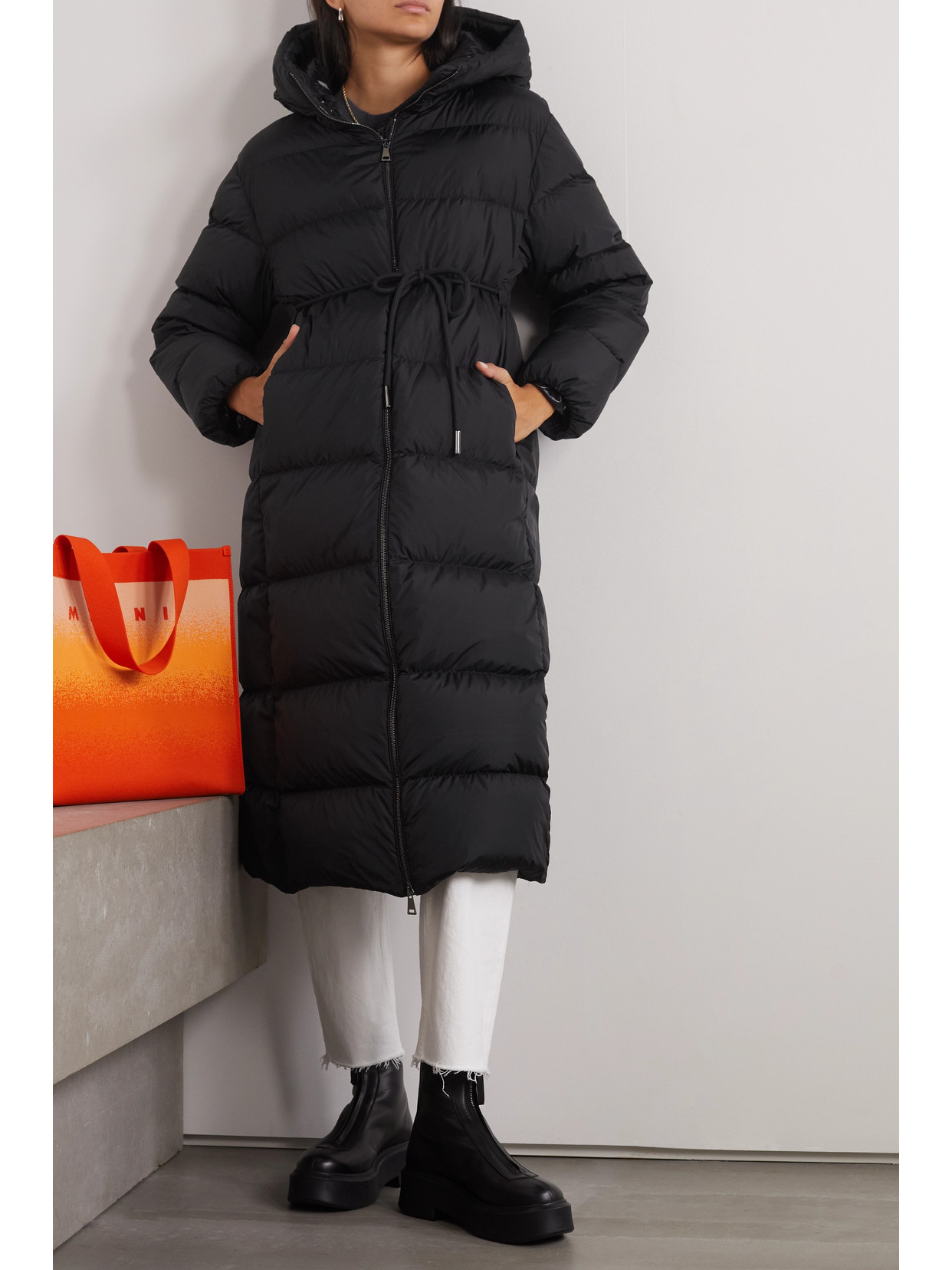 Shop Moncler Bondree Quilted Shell Down Hooded Coat In Black