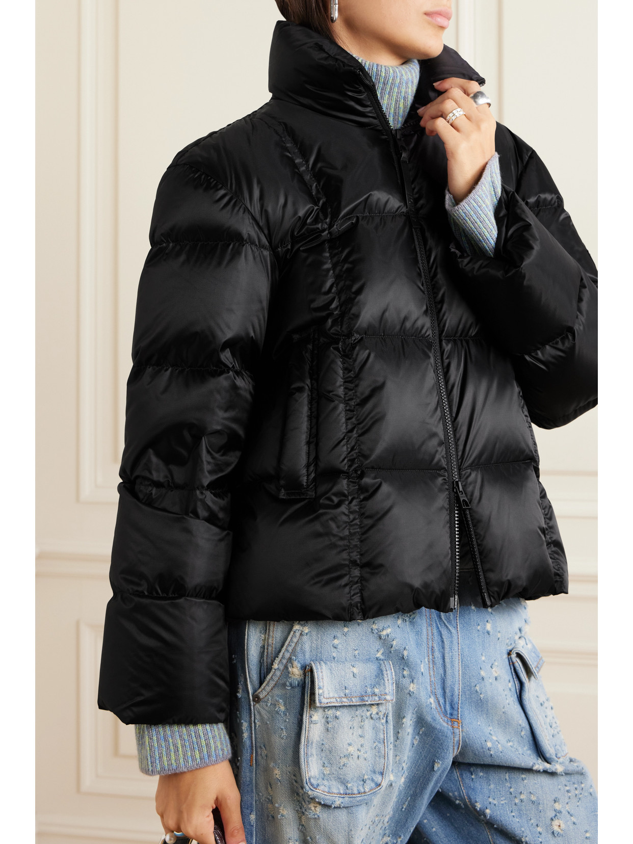 MONCLER BYRONE APPLIQUÉD QUILTED SHELL DOWN JACKET