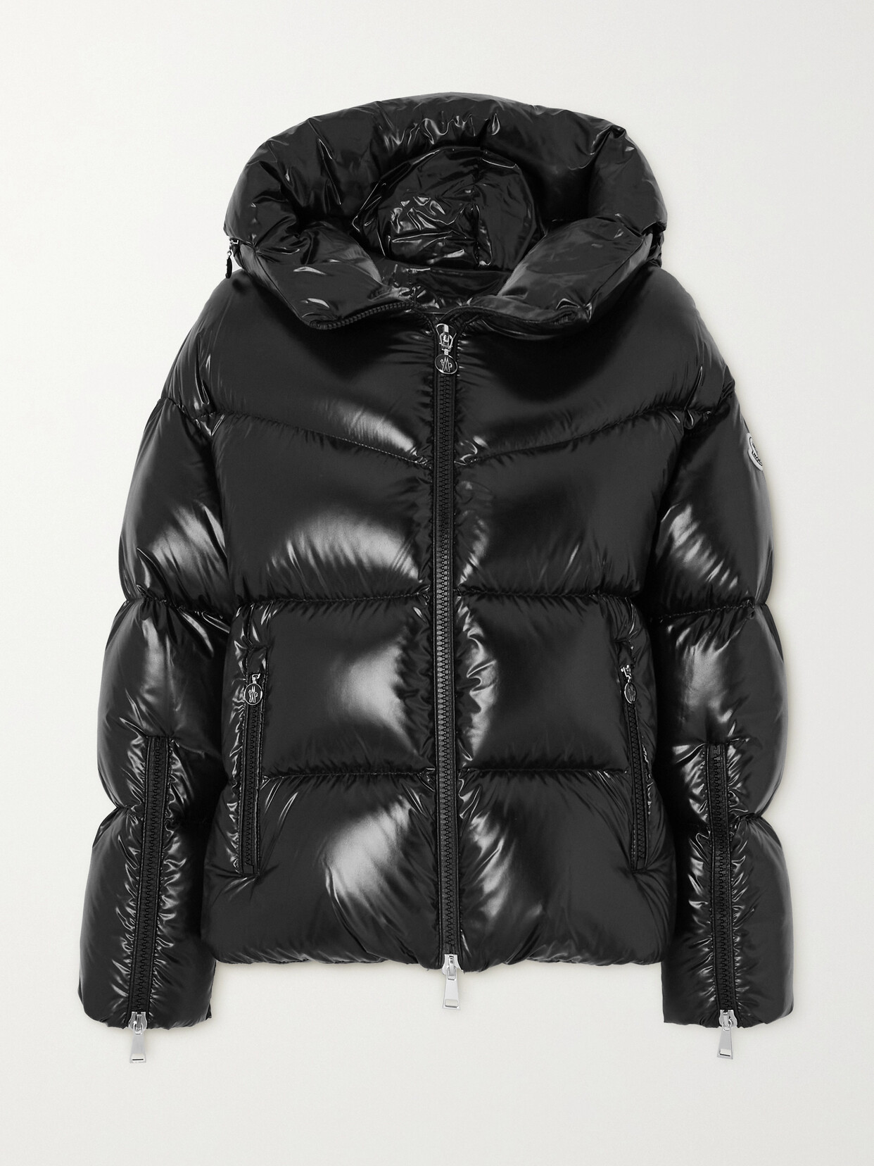 Shop Moncler Huppe Appliquéd Quilted Padded Hooded Shell Down Jacket In Black