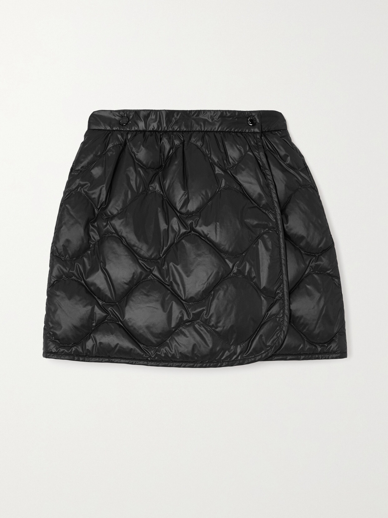 Moncler Quilted Shell Down Mini Wrap Skirt In Black