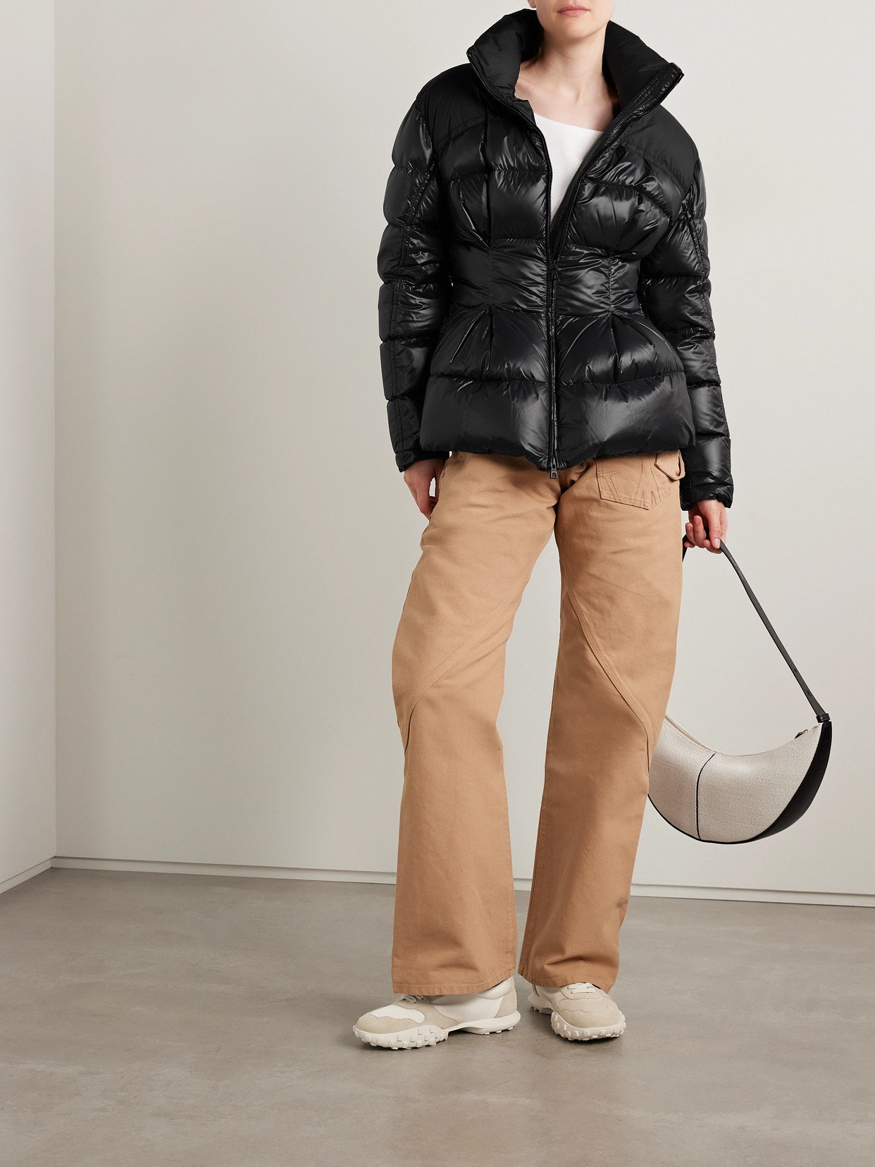 Appliquéd Quilted Padded Glossed-Shell Down Jacket