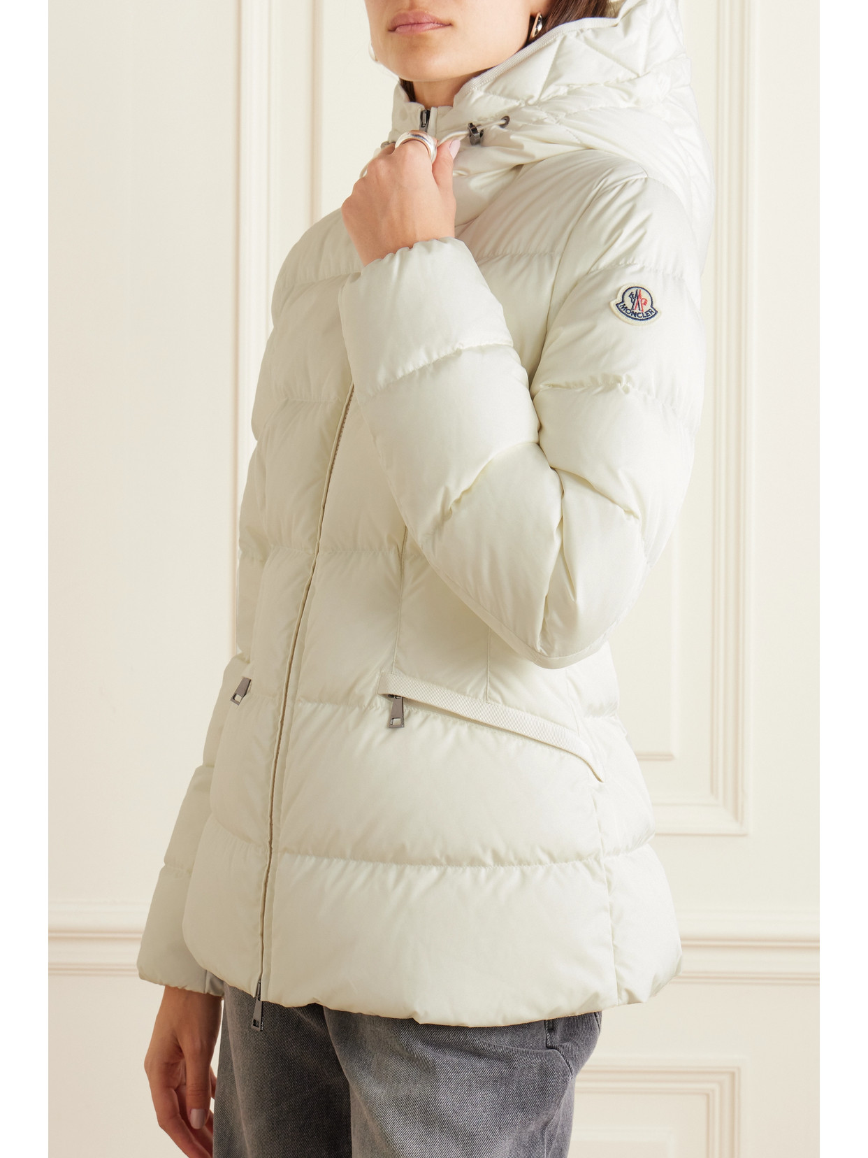 Moncler Avoce Hooded Quilted Shell Down Jacket In White