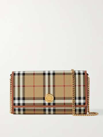 Burberry Bridle Brown Monogram E-Canvas Stripe Albion Crossbody Bag