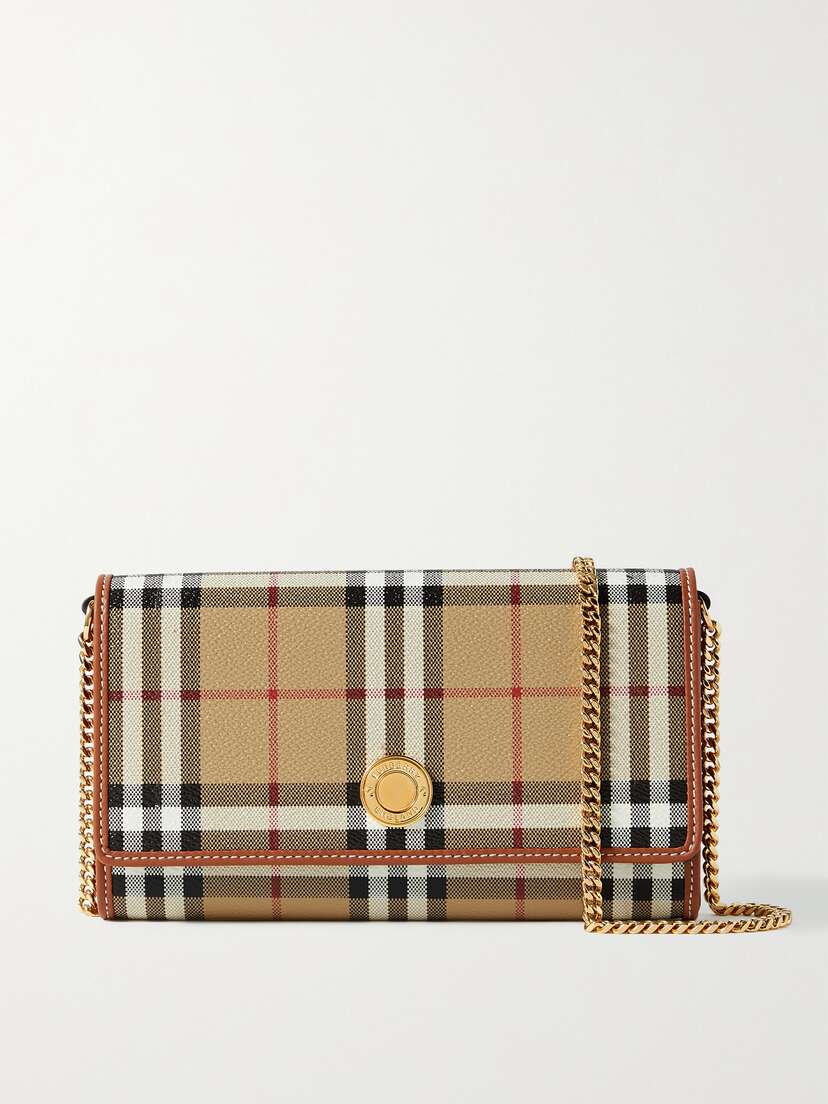 Burberry Leather-trimmed Checked Coated-canvas Shoulder Bag