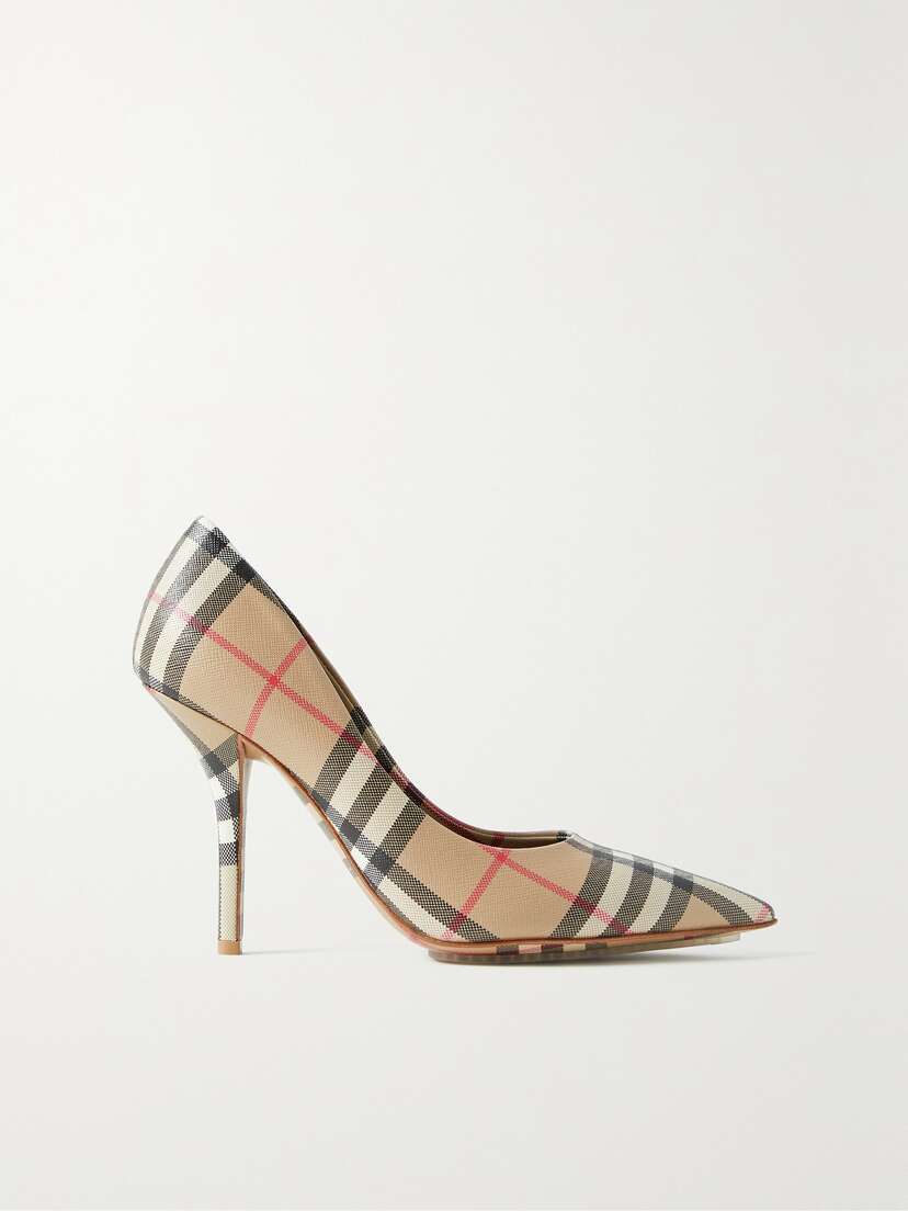 Burberry Checked Textured-leather Pumps