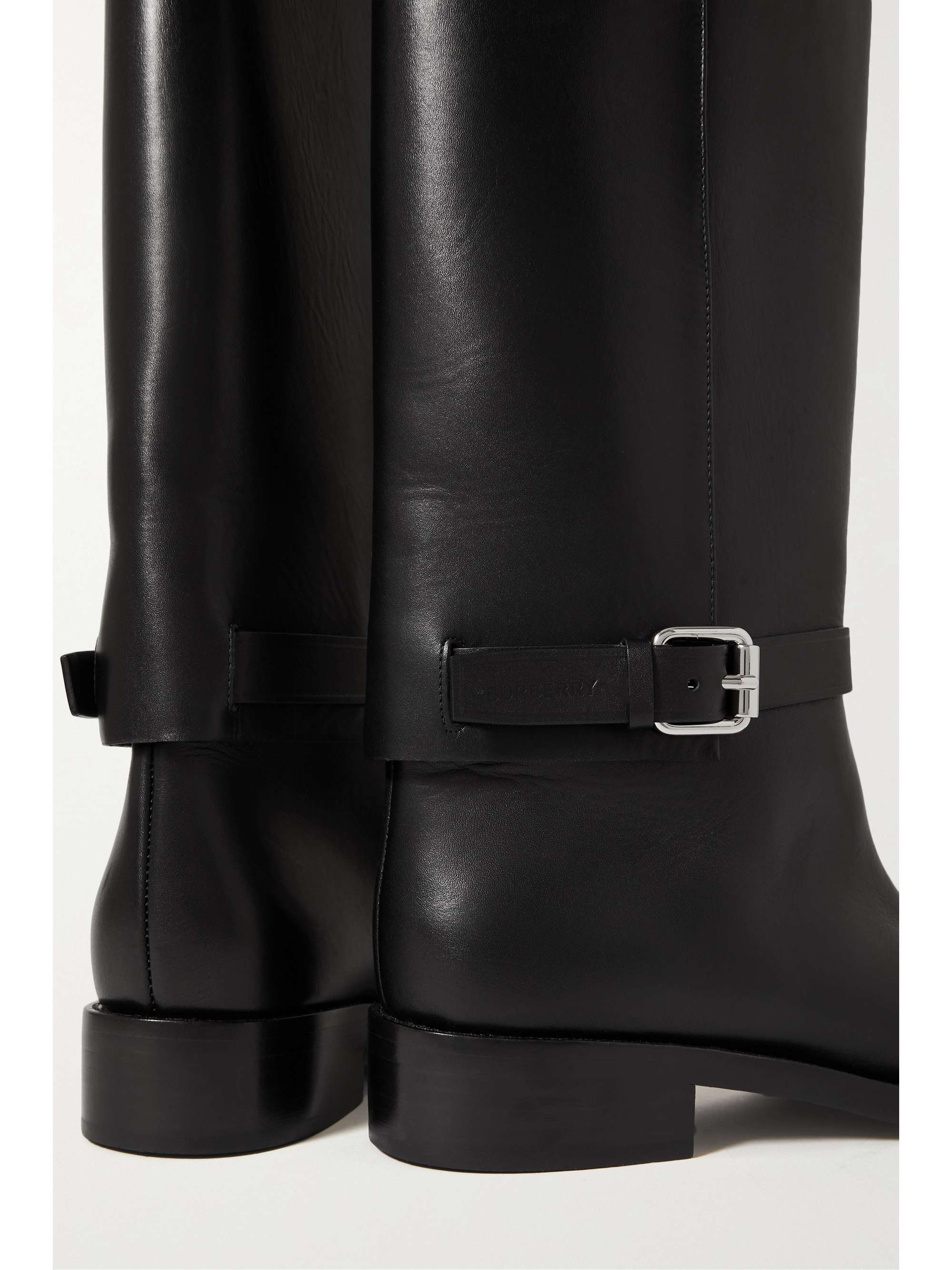 BURBERRY Buckled leather knee boots