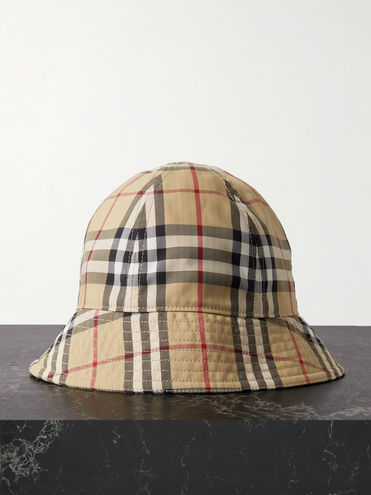 Burberry Checked Canvas Bucket Hat In Neutrals