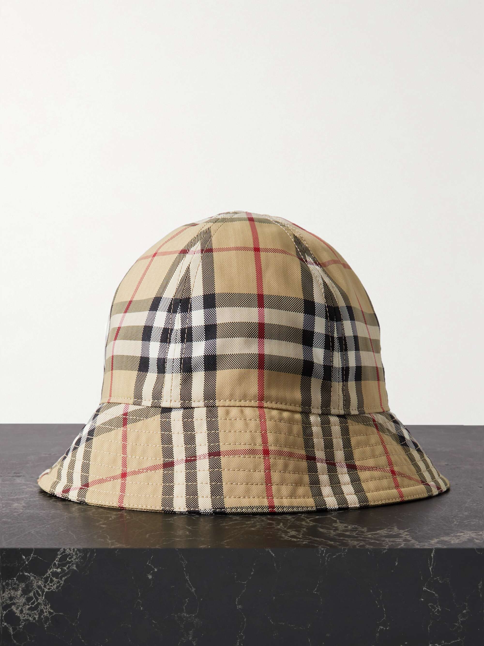 Checked canvas bucket hat