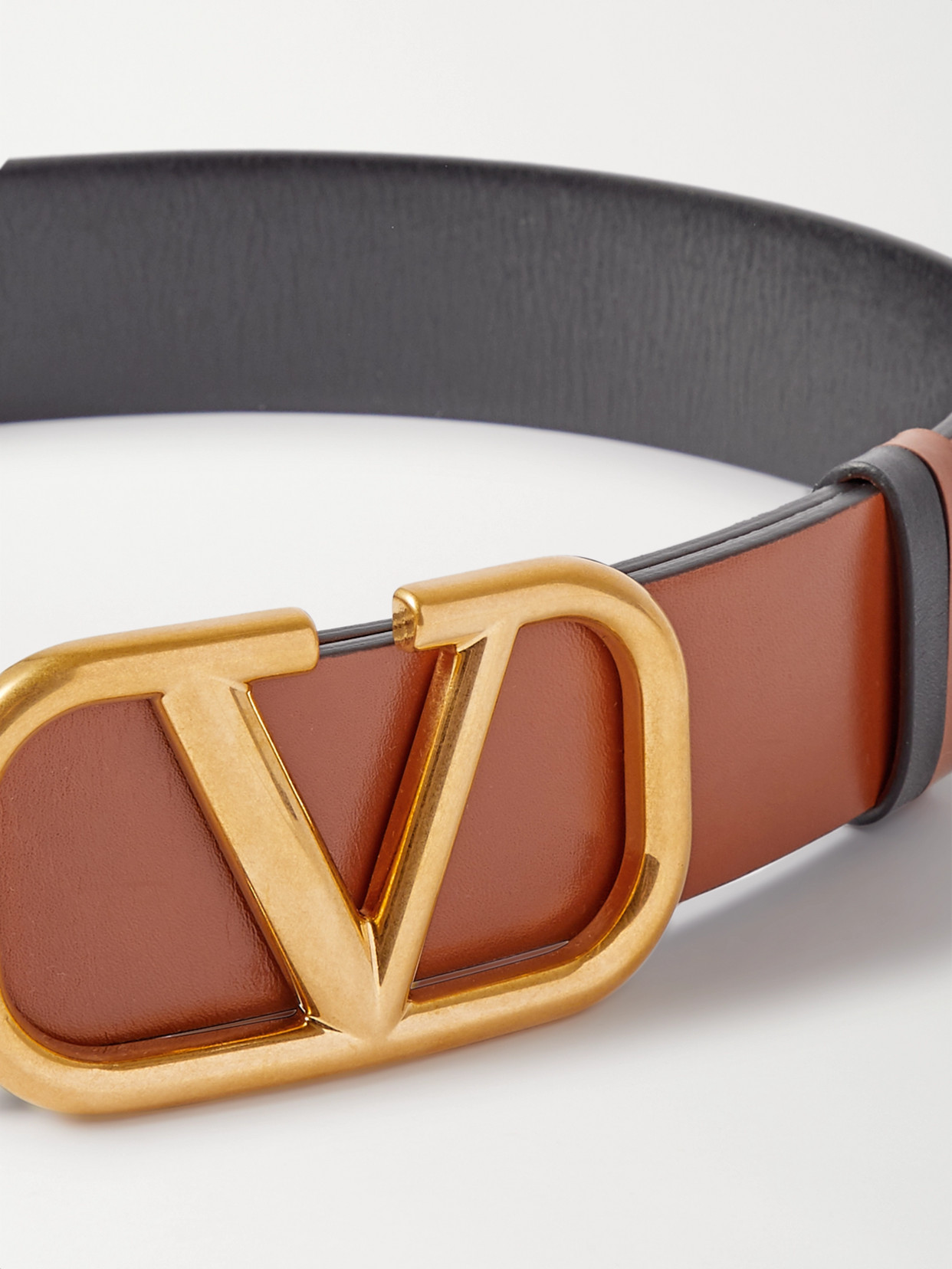 Shop Valentino Garavani Vlogo Reversible Leather Belt In Brown