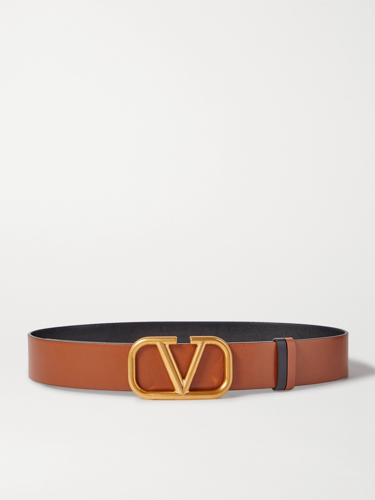 Valentino Garavani Vlogo Reversible Leather Belt In Brown