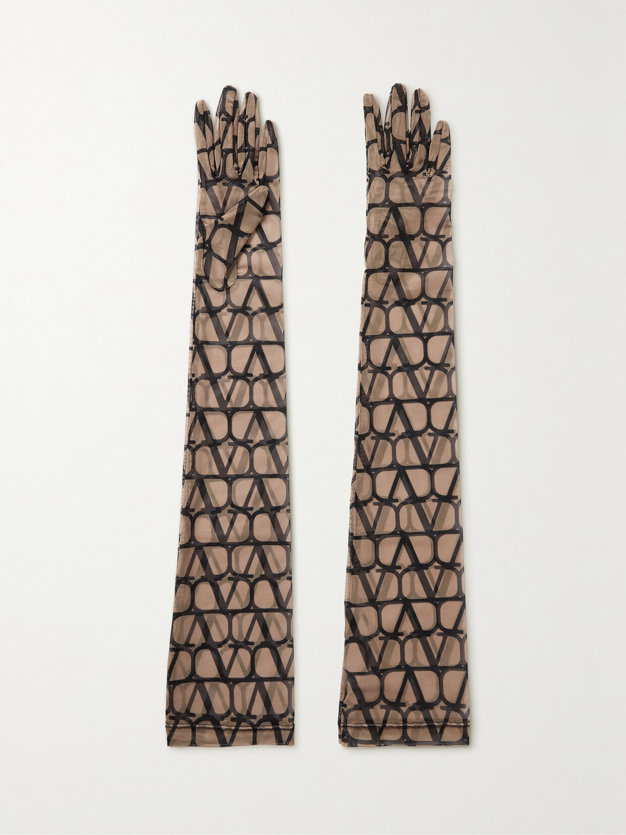 Valentino Garavani - Valentino Garavani Printed Tulle Gloves - Brown