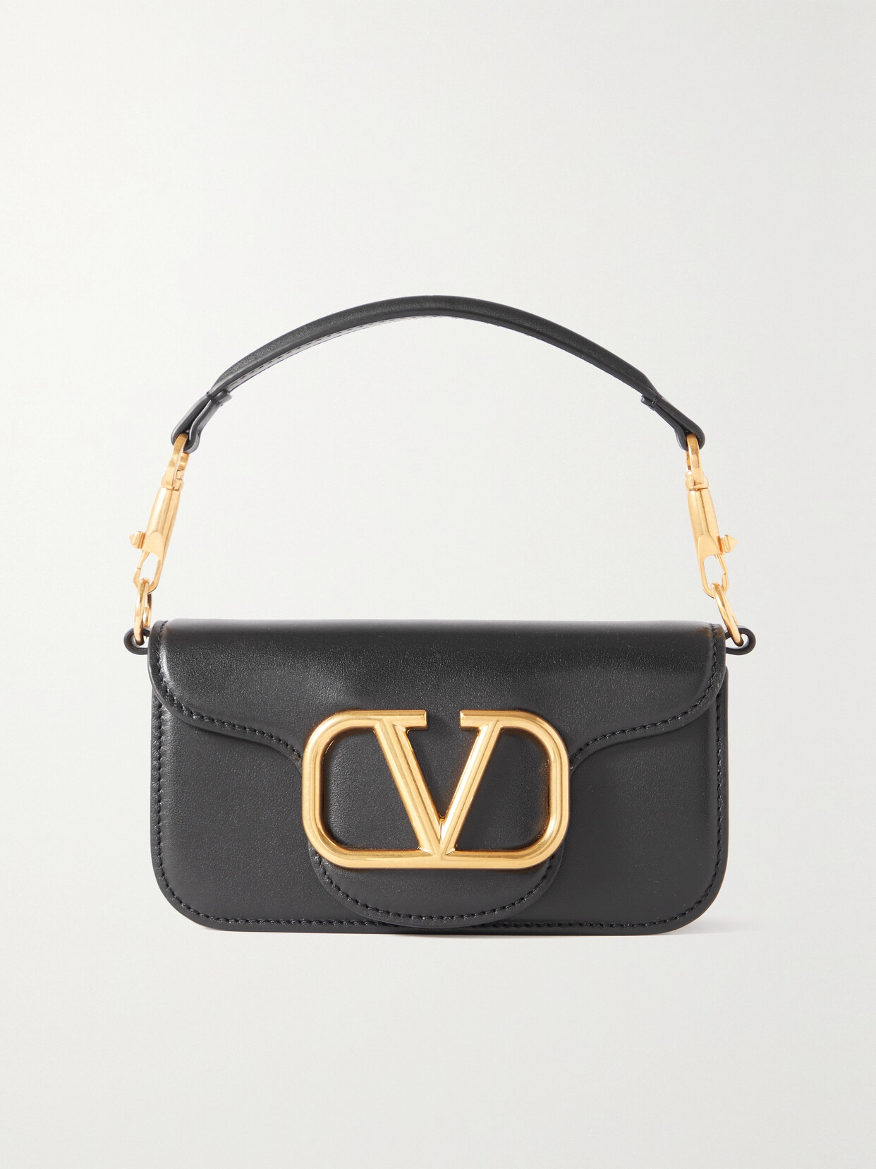 Valentino Garavani Vlogo Leather Shoulder Bag In Black