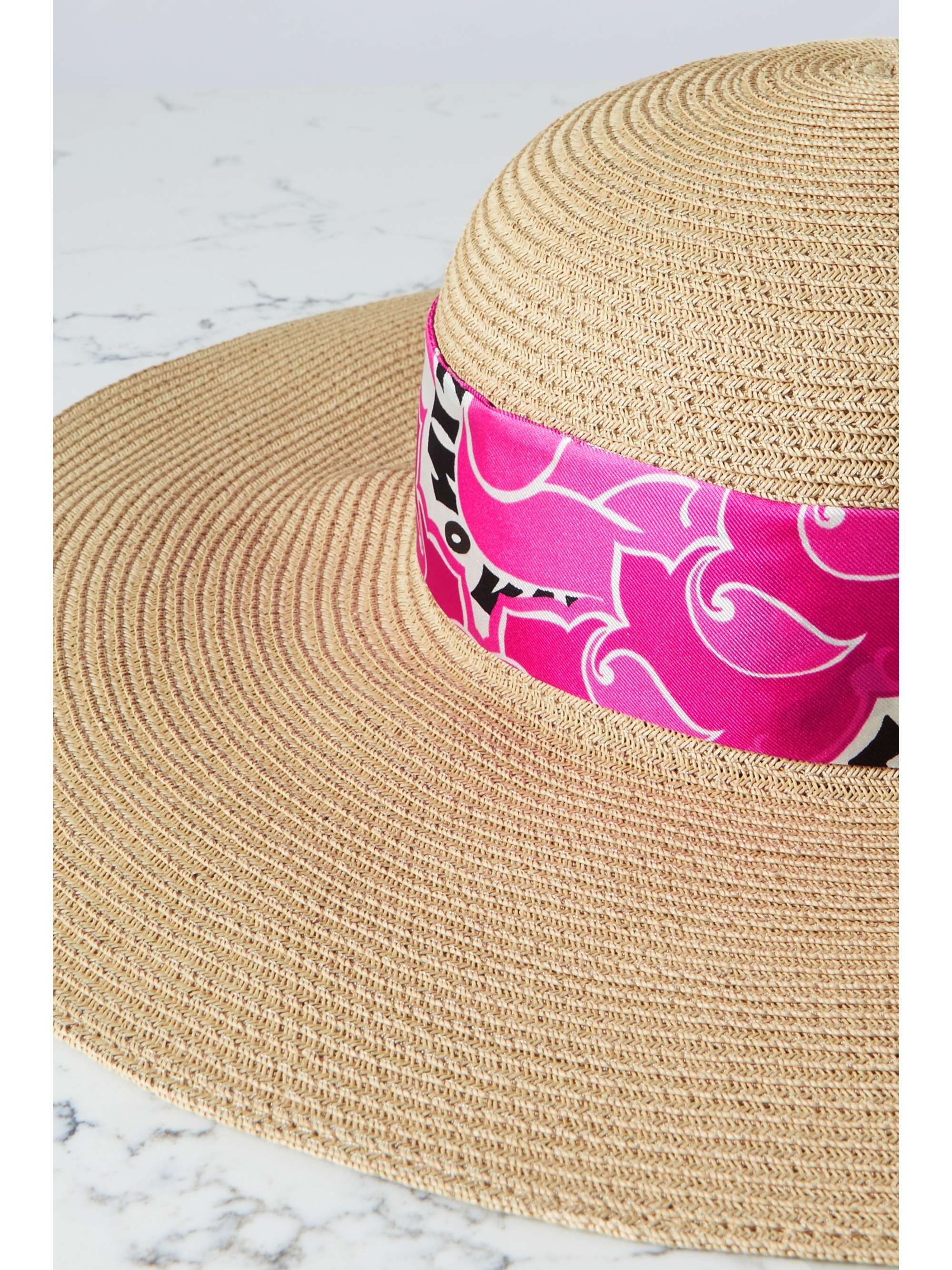 VALENTINO GARAVANI Valentino Garavani printed silk-trimmed straw sunhat