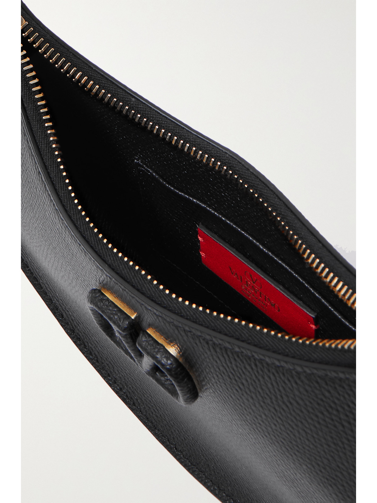 Valentino Half-moon Leather Shoulder Bag With Chain Strap In Black