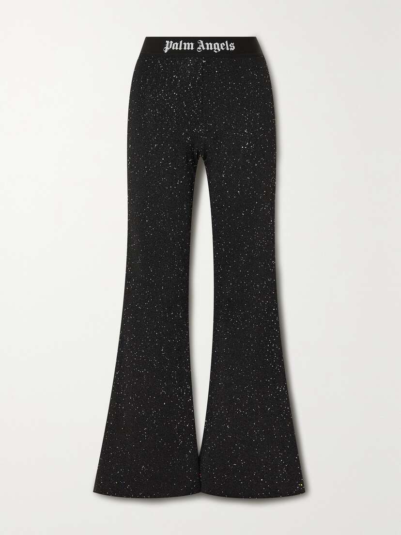 Palm Angels Soiree Sequined Knitted Flared Pants