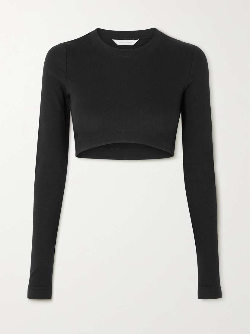 Palm Angels Cropped Ribbed Stretch-cotton Top