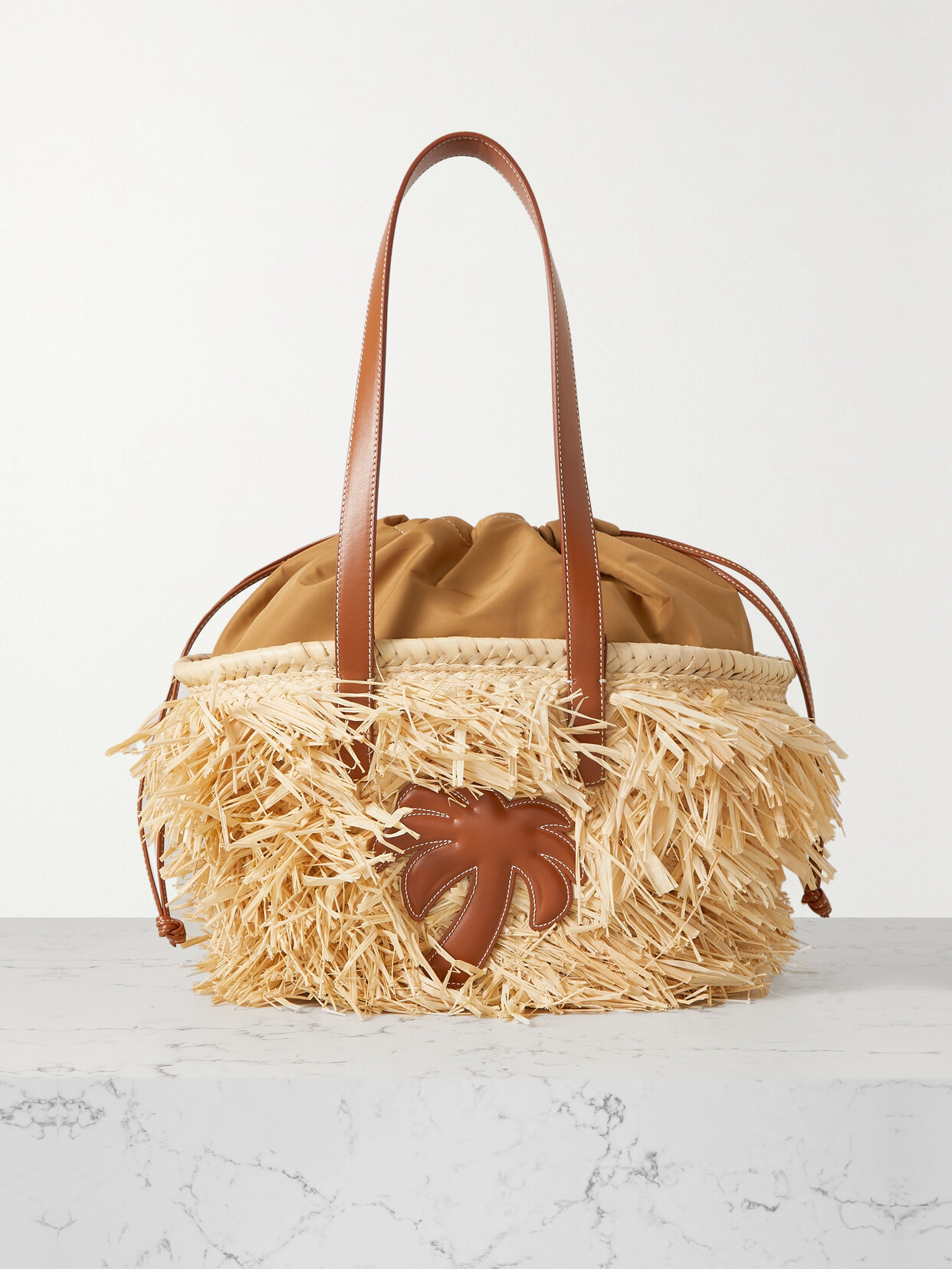 Palm Angels - Palm Leather-trimmed Straw Tote - Brown